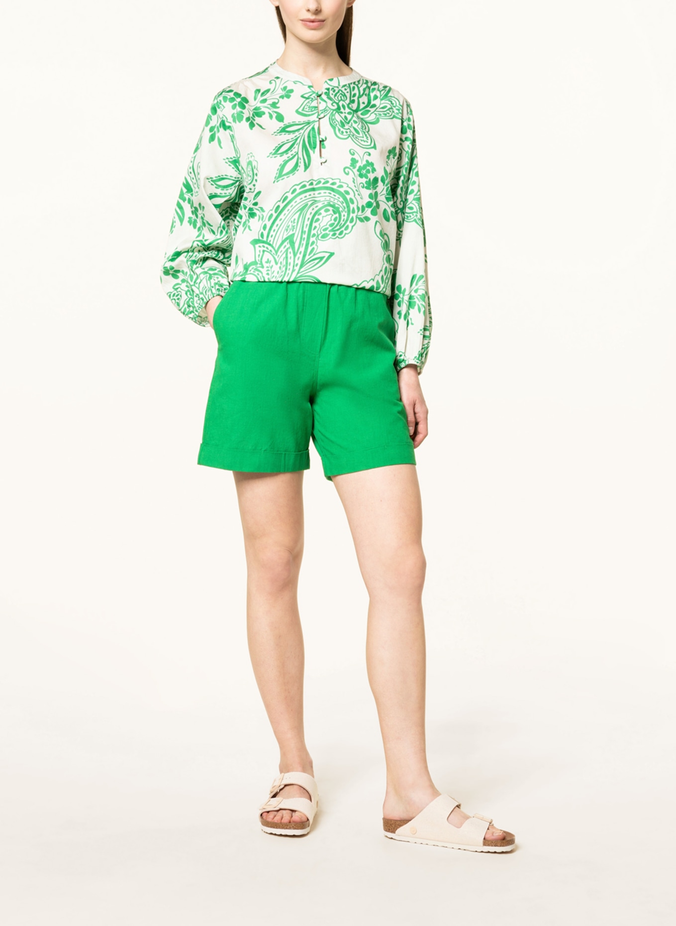 Smith & Soul Paperbag shorts made of linen, Color: GREEN (Image 2)