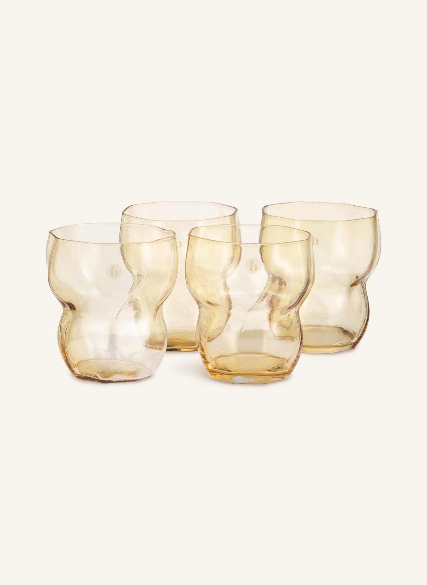 BROSTE COPENHAGEN Set of 4 drinking glasses LIMFJORD, Color: LIGHT ORANGE (Image 1)