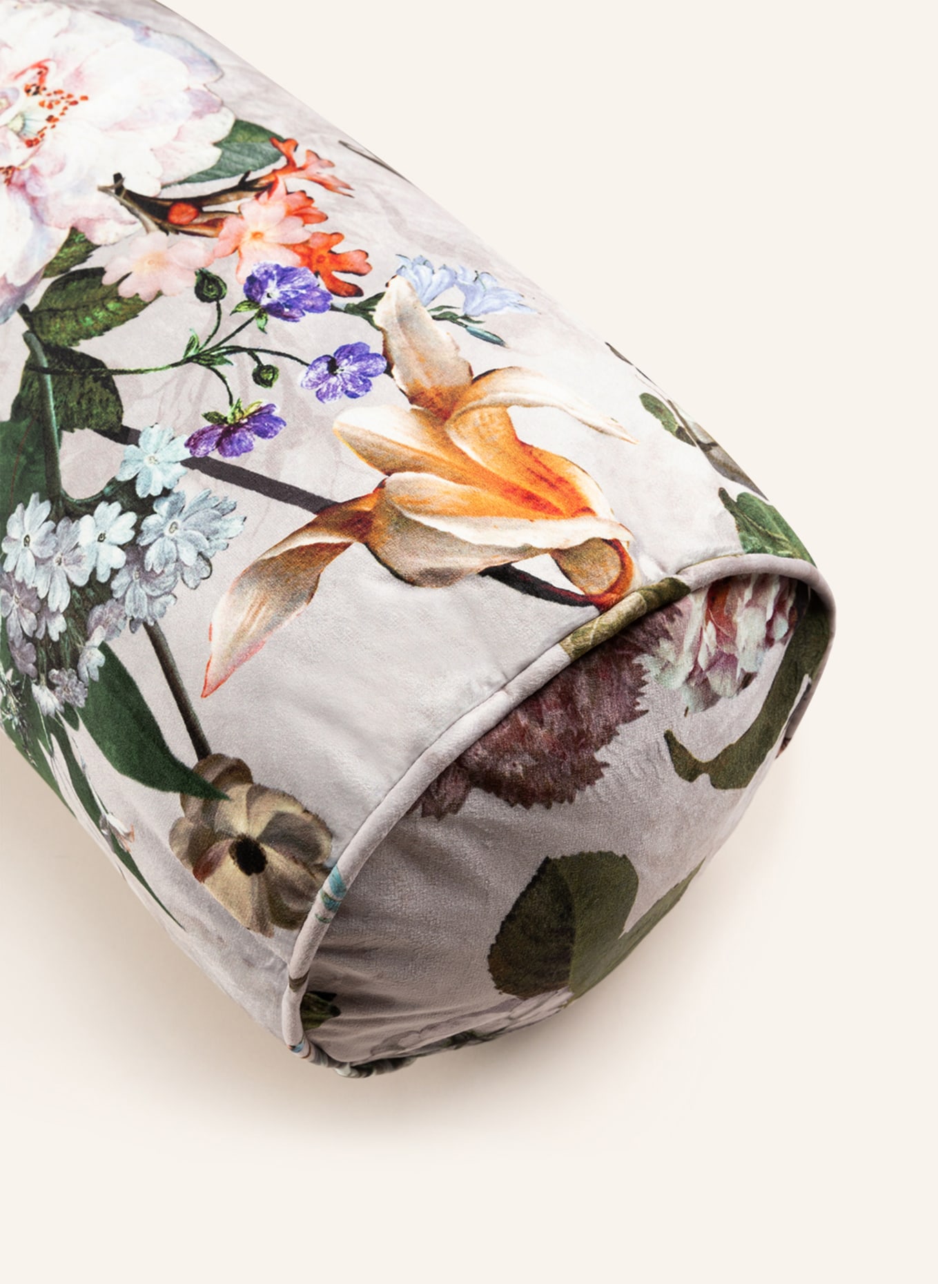 ESSENZA Velvet decorative cushion FLEUR, Color: LIGHT GRAY (Image 3)