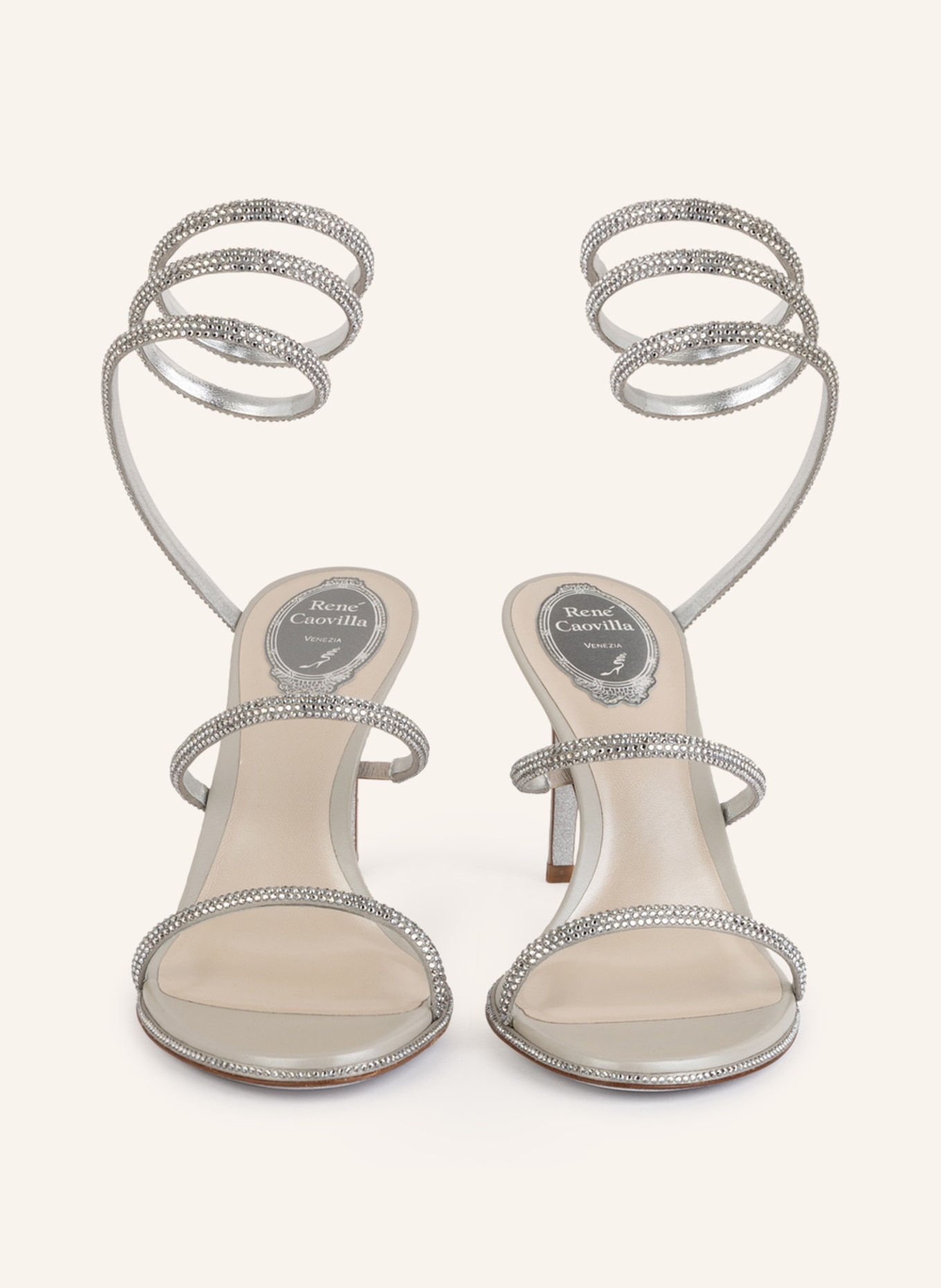 RENE CAOVILLA Sandals CLEO with decorative gems , Color: SILVER (Image 3)