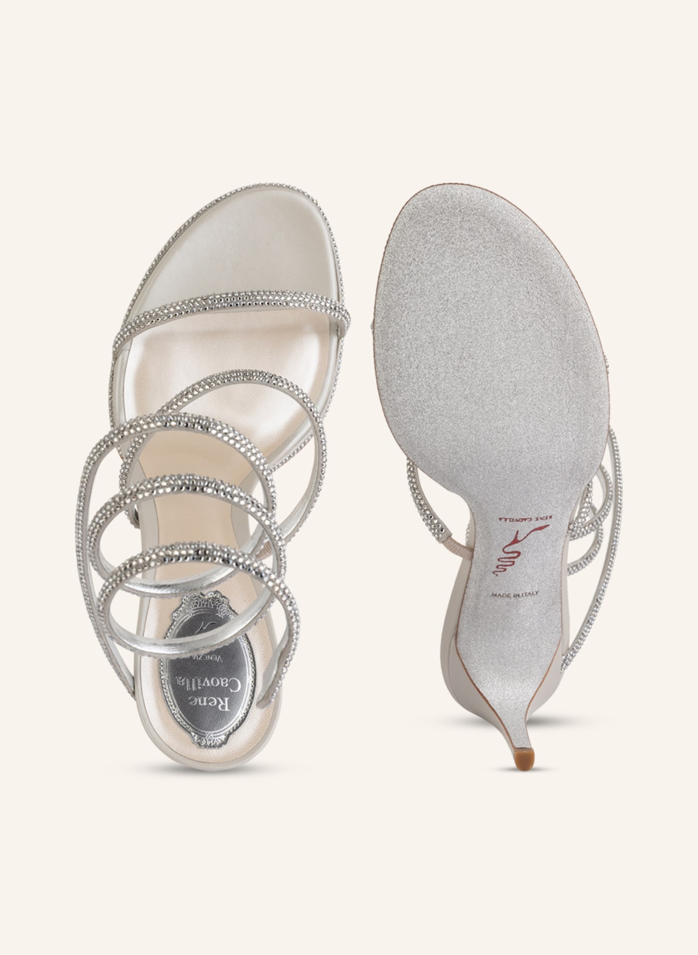 RENE CAOVILLA Sandals CLEO with decorative gems , Color: SILVER (Image 5)