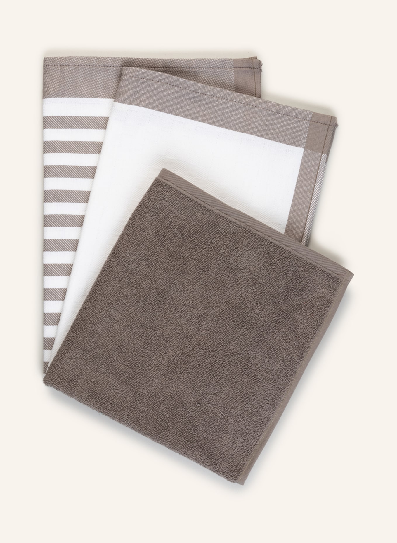 ROSS Set of 3 Dish Towels, Color: TAUPE/ CREAM (Image 1)