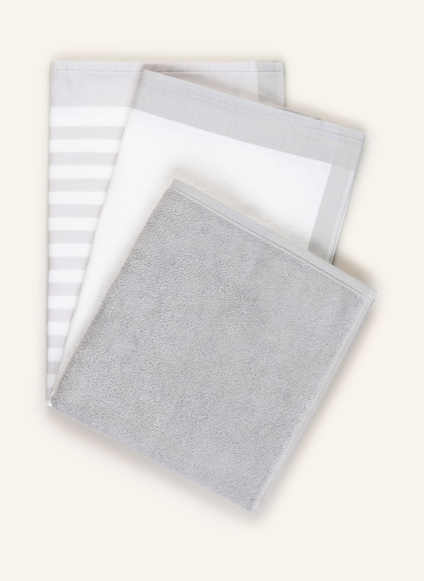ROSS Set of 3 Dish Towels, Color: LIGHT GRAY/ WHITE (Image 1)