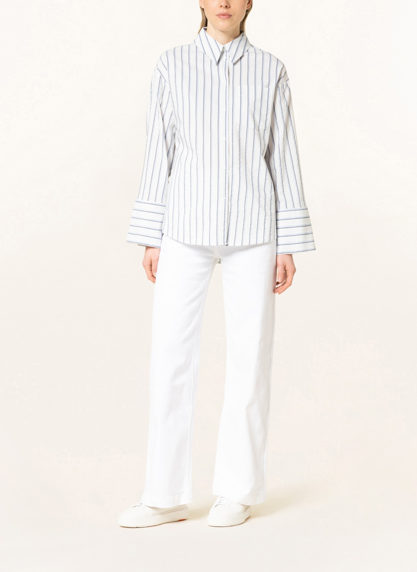someday Shirt blouse ZAULA, Color: WHITE/ LIGHT BLUE/ DARK BLUE (Image 2)