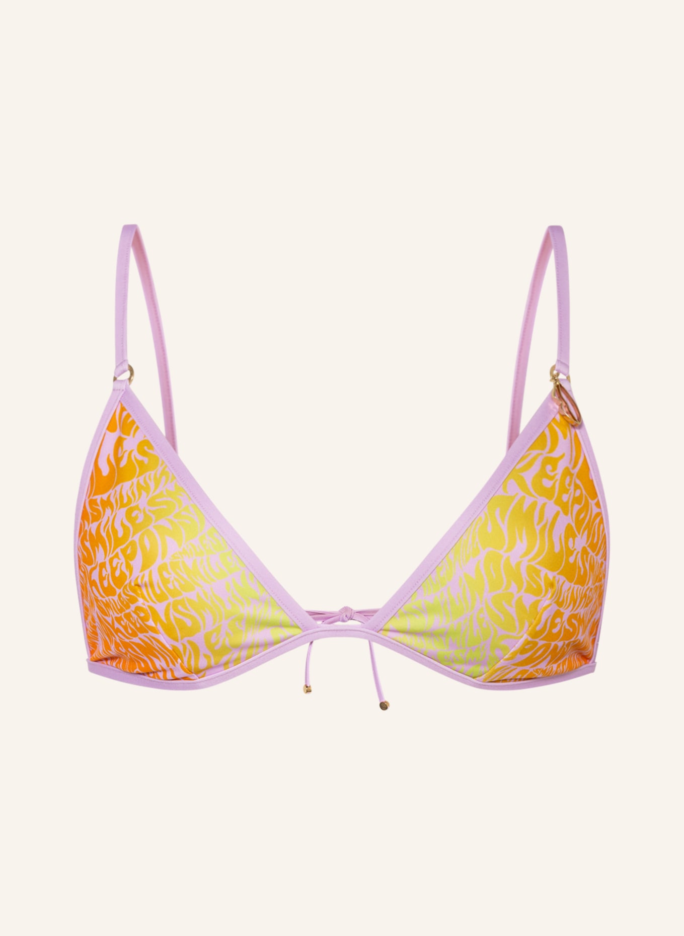 STELLA McCARTNEY SWIMWEAR Triangle bikini top SMILE, Color: PINK/ NEON YELLOW/ NEON ORANGE (Image 1)