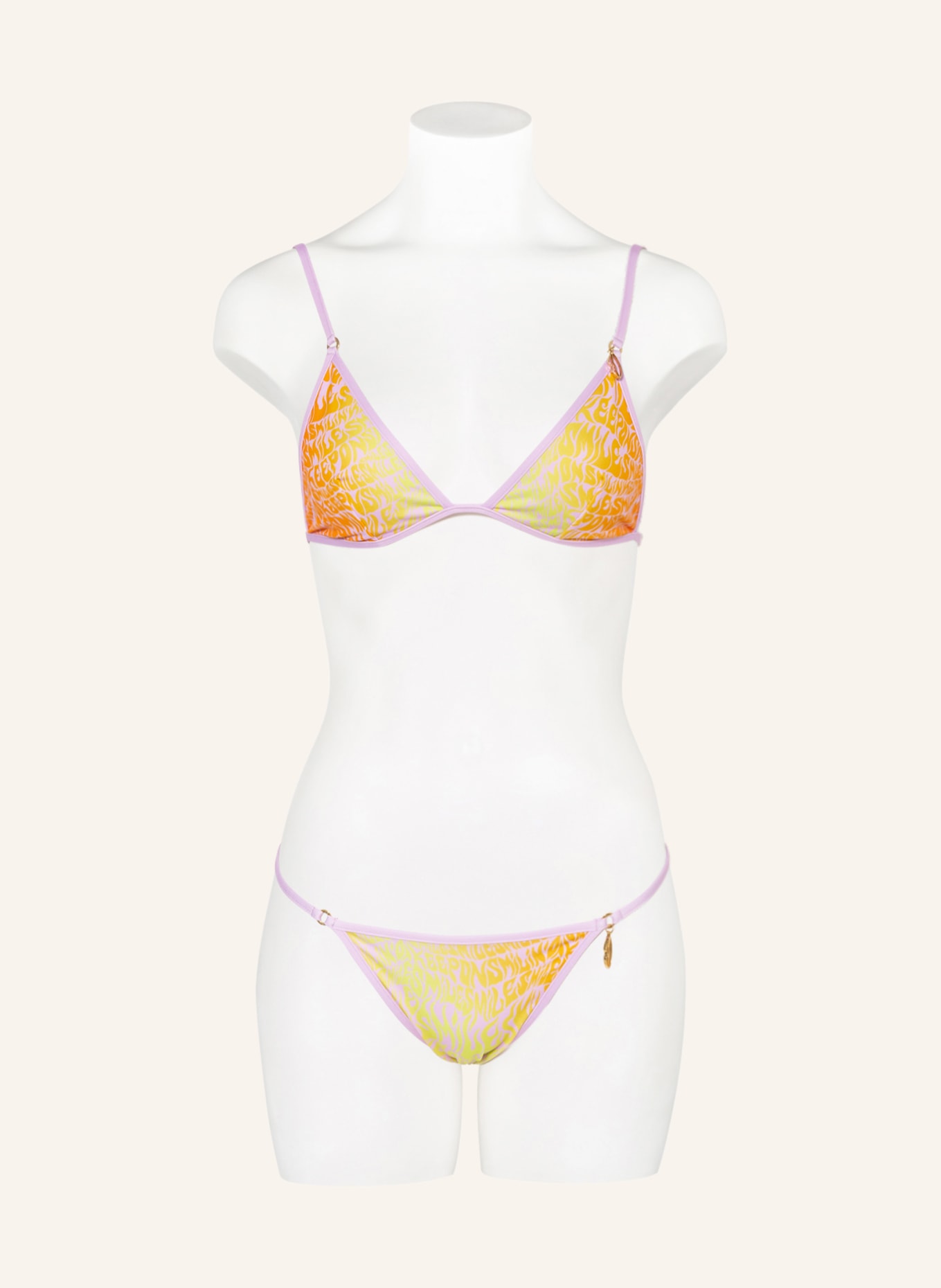 STELLA McCARTNEY SWIMWEAR Triangle bikini top SMILE, Color: PINK/ NEON YELLOW/ NEON ORANGE (Image 2)