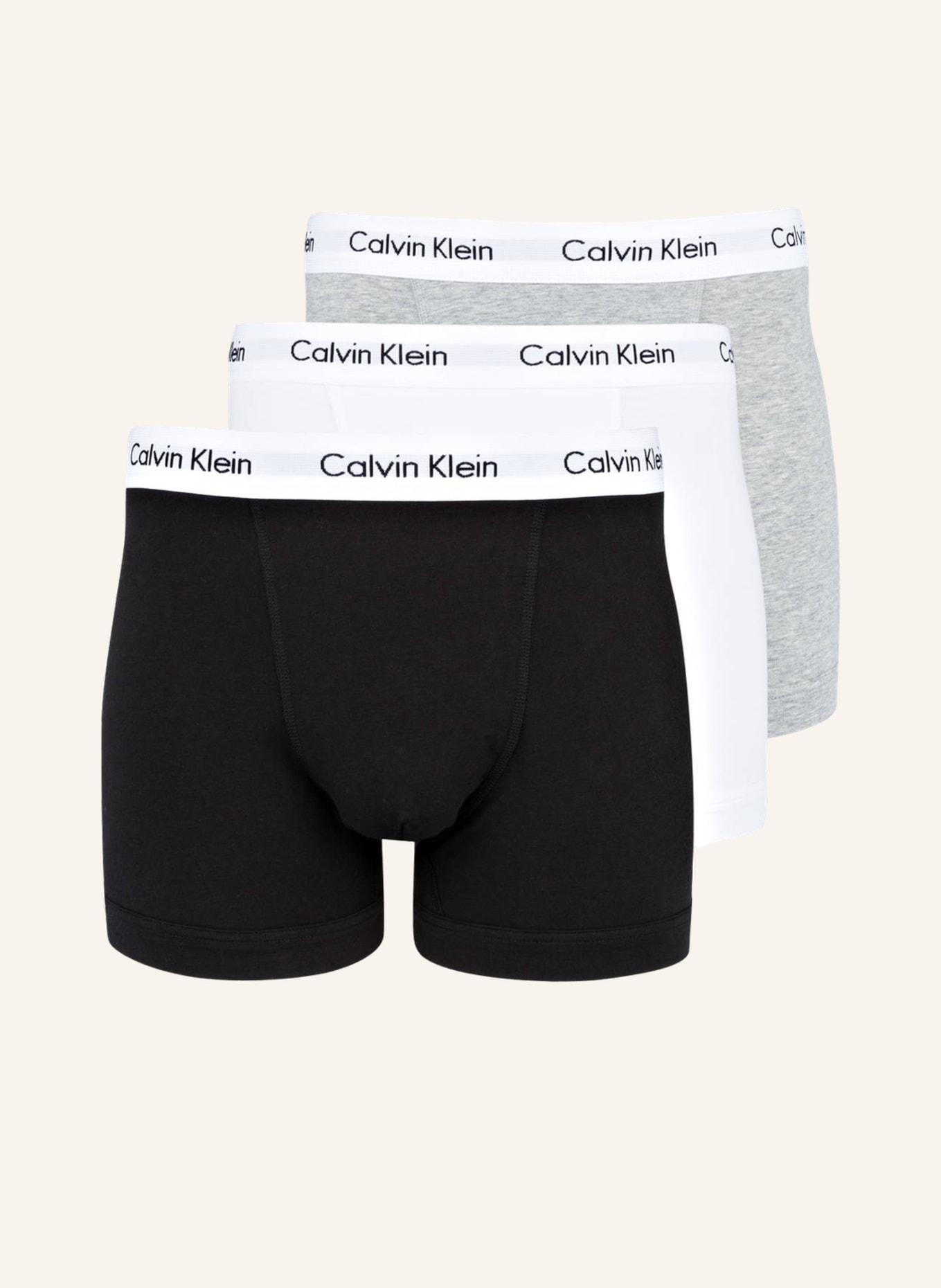 Calvin Klein 3er-Pack Boxershorts COTTON STRETCH, Farbe: GRAU/ SCHWARZ/ WEISS (Bild 1)