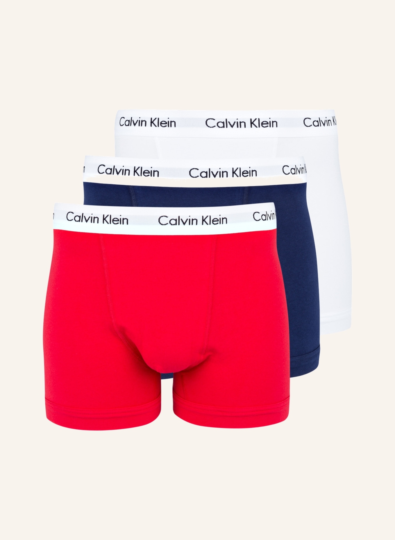 Calvin Klein 3er-Pack Boxershorts COTTON STRETCH, Farbe: WEISS/ ROT/ BLAU (Bild 1)