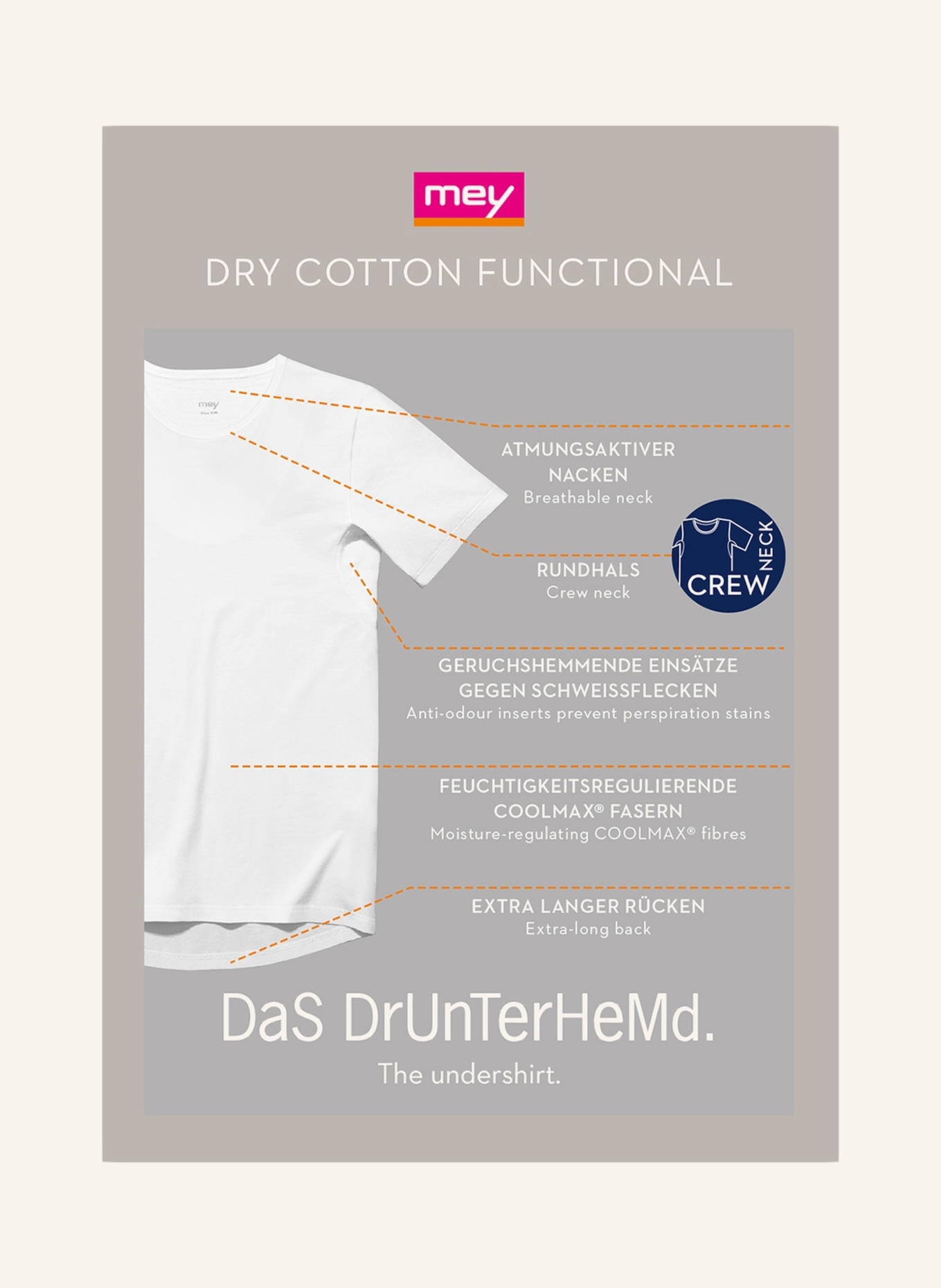 mey T-shirt series DRY COTTON, Color: WHITE (Image 3)