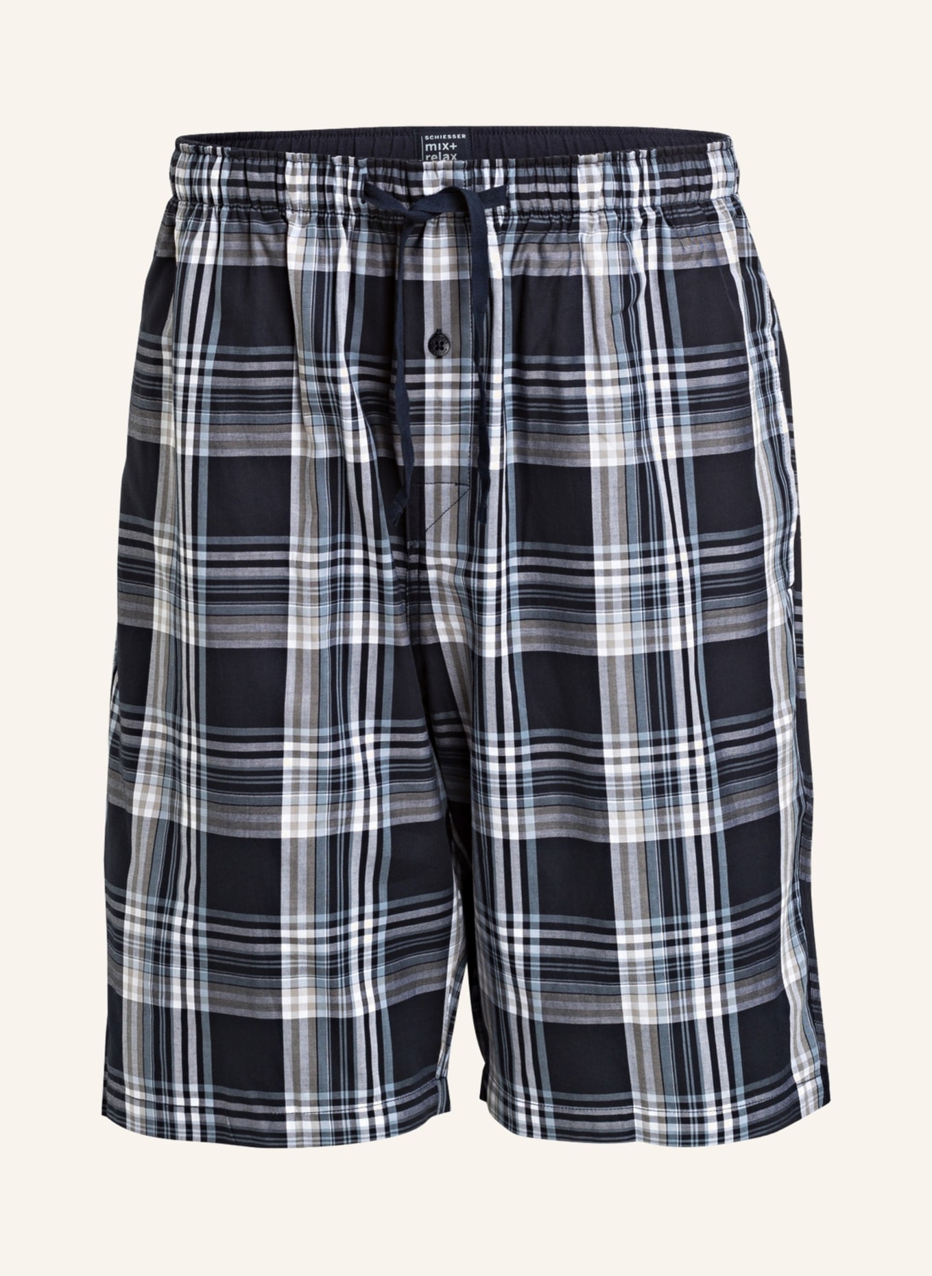 SCHIESSER Pajama shorts, Color: DARK BLUE/WHITE/GRAY CHECK (Image 1)