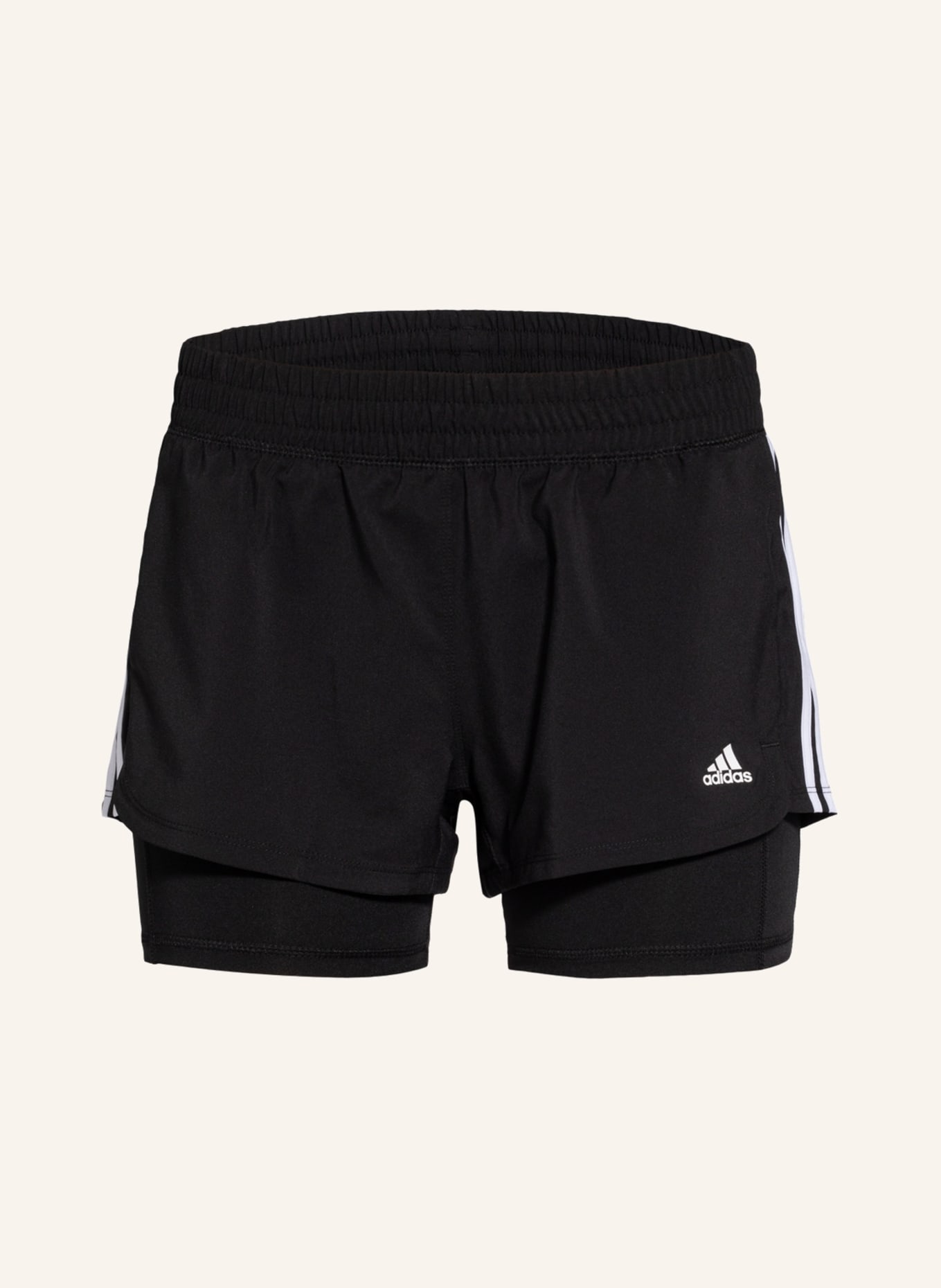 adidas 2-in-1-Shorts PACER, Farbe: SCHWARZ/ WEISS (Bild 1)