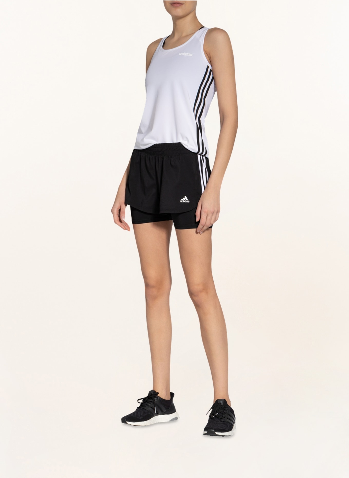 adidas 2-in-1-Shorts PACER, Farbe: SCHWARZ/ WEISS (Bild 2)