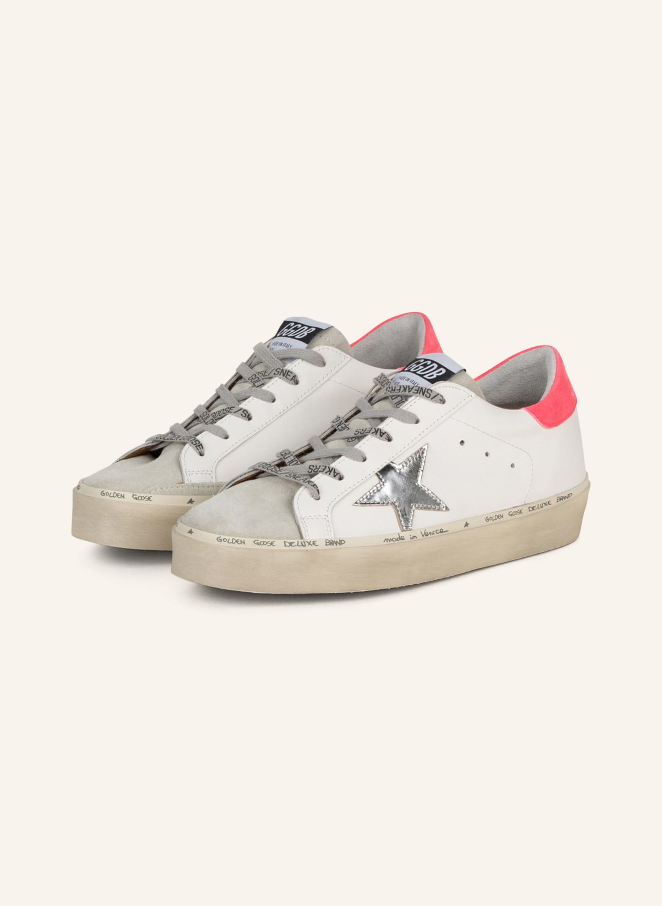 GOLDEN GOOSE Sneakers HI STAR, Color: WHITE/ SILVER/ NEON PINK (Image 1)
