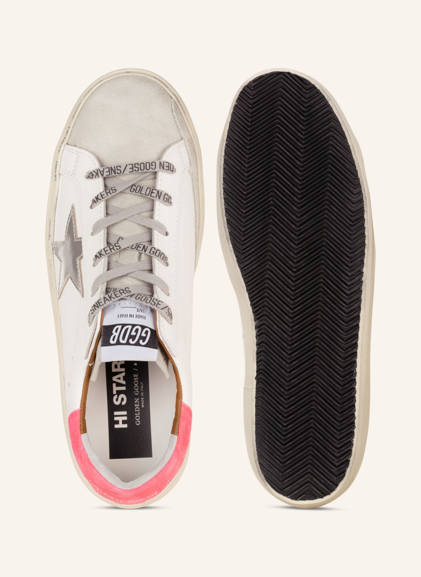 GOLDEN GOOSE Sneakers HI STAR, Color: WHITE/ SILVER/ NEON PINK (Image 5)