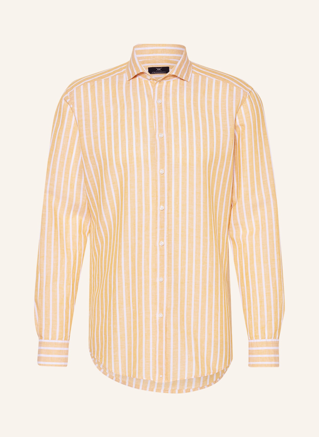 STROKESMAN'S Shirt modern fit with linen, Color: ECRU/ YELLOW (Image 1)