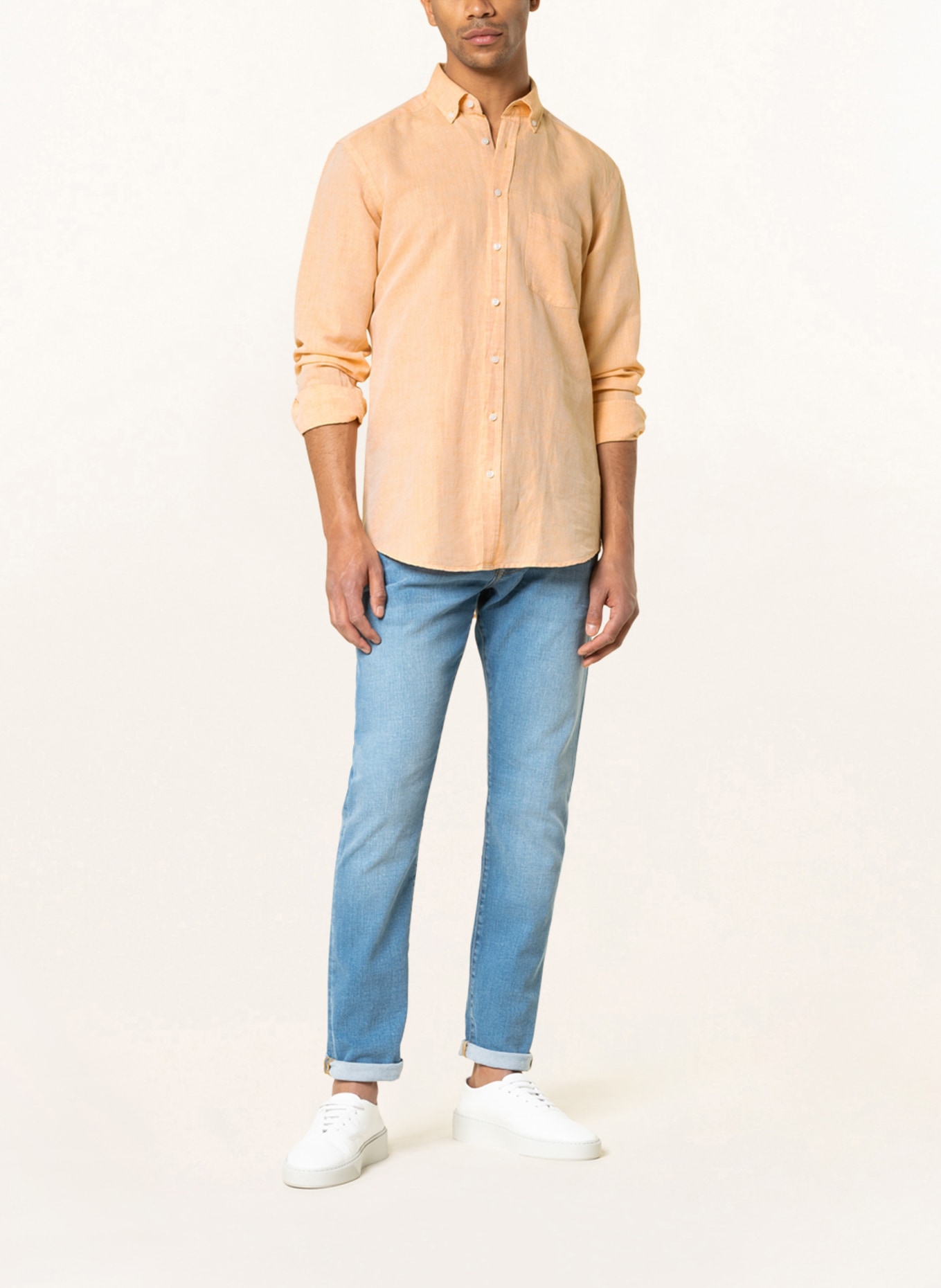STROKESMAN'S Shirt modern fit with linen, Color: YELLOW (Image 2)