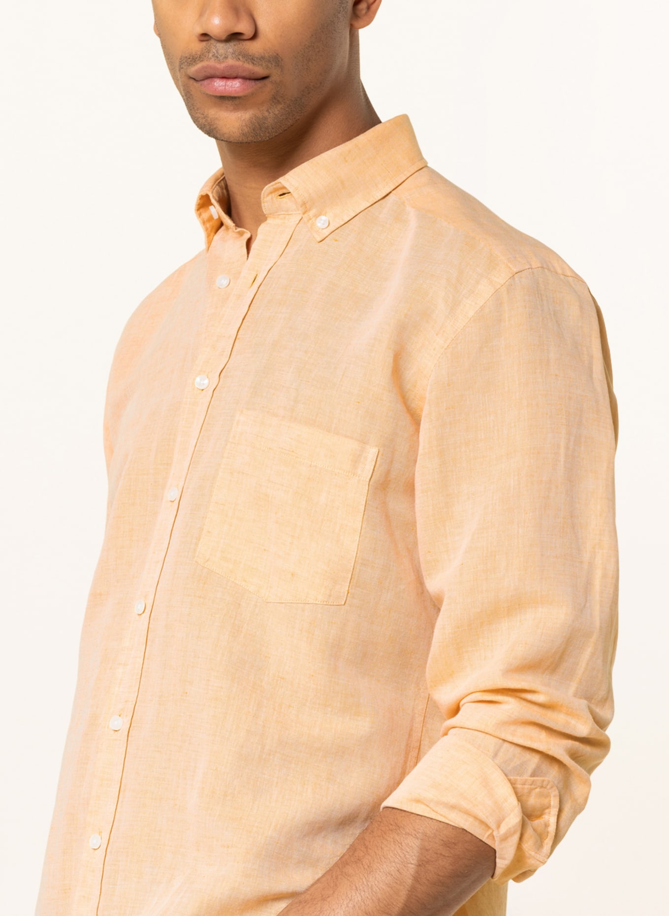 STROKESMAN'S Shirt modern fit with linen, Color: YELLOW (Image 4)