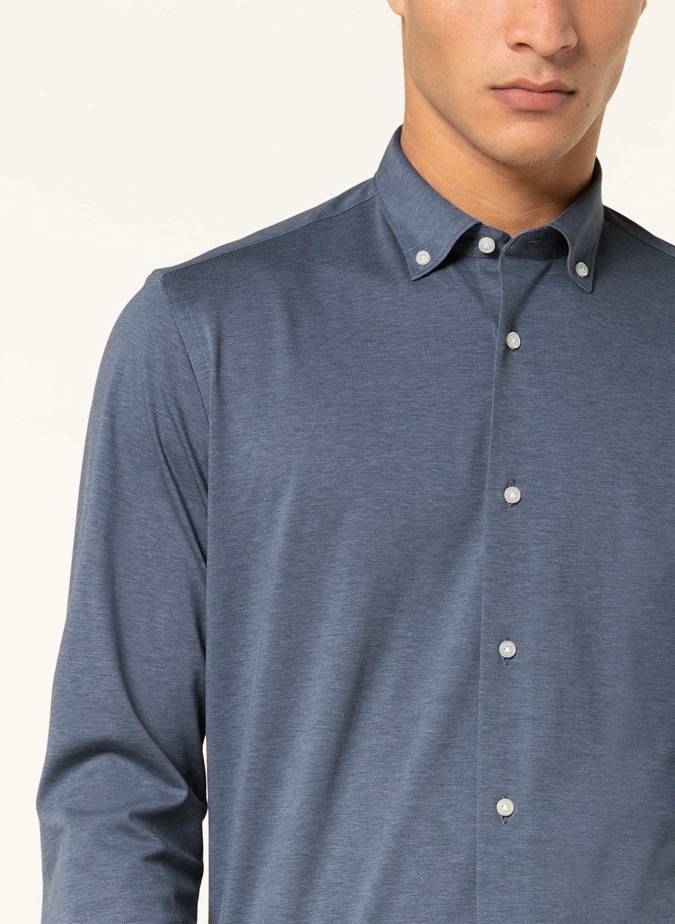 PAUL Piqué shirt slim fit, Color: BLUE GRAY (Image 4)