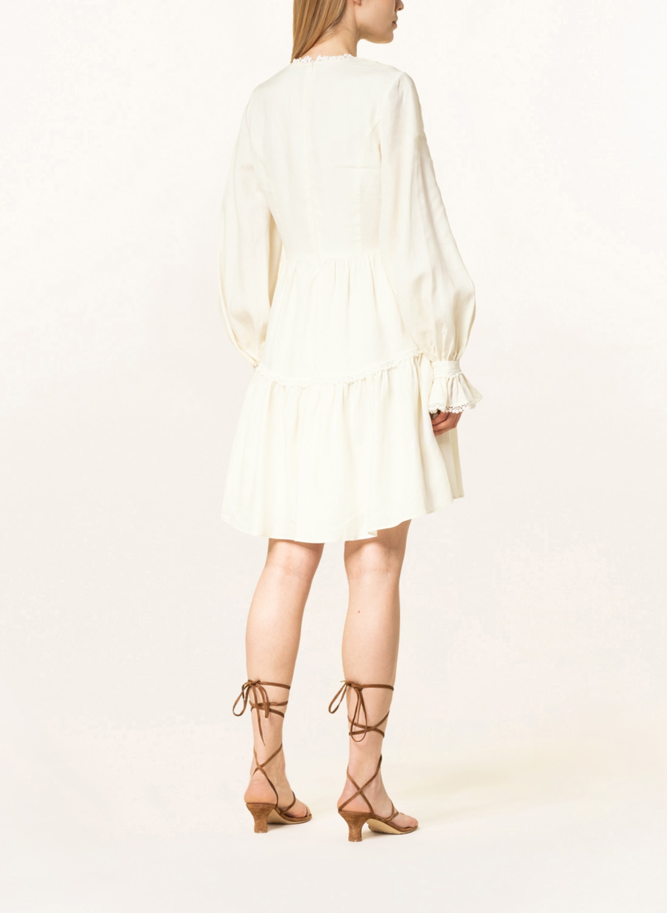 SLY 010 Linen dress TREASURE with lace, Color: ECRU (Image 3)
