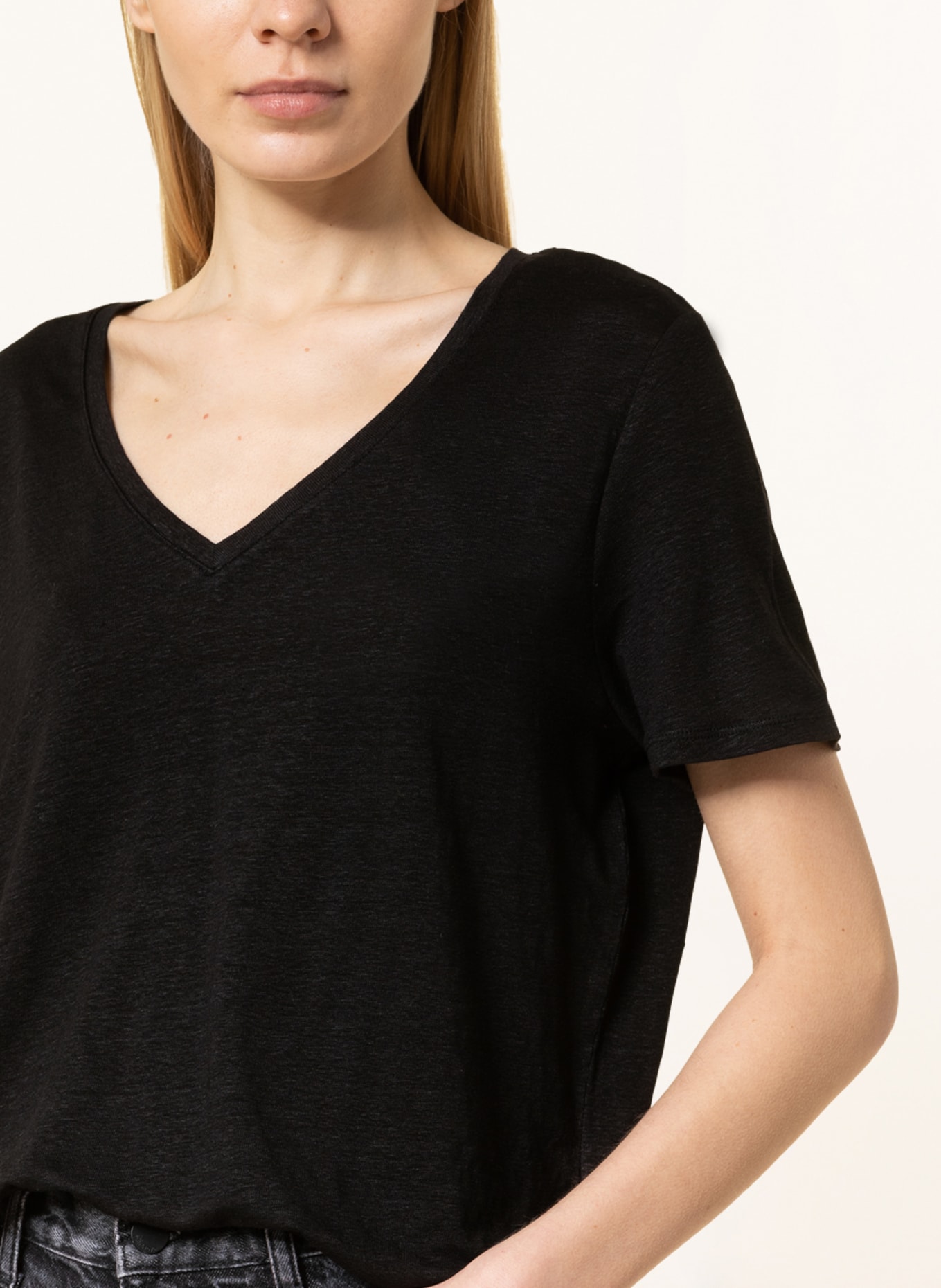 FYNCH-HATTON T-shirt made of linen, Color: BLACK (Image 4)