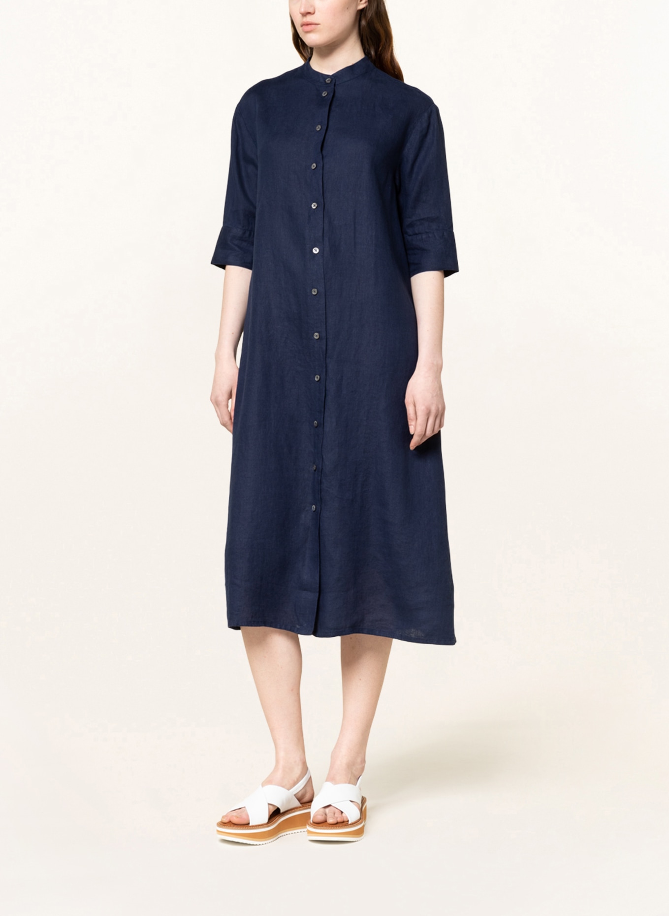 MAERZ MUENCHEN Shirt dress in linen, Color: DARK BLUE (Image 2)