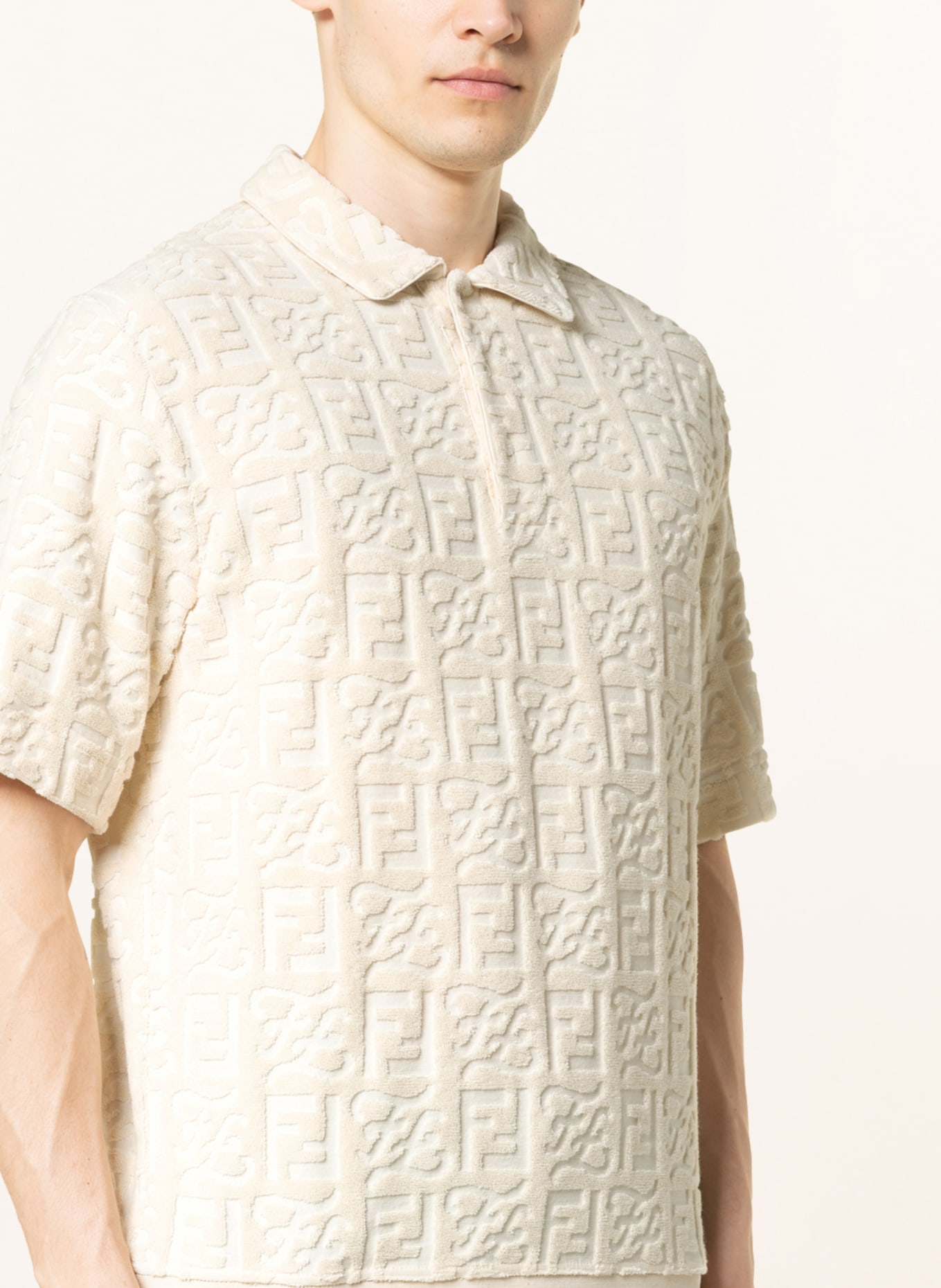 FENDI Frottee-Poloshirt, Farbe: ECRU (Bild 4)