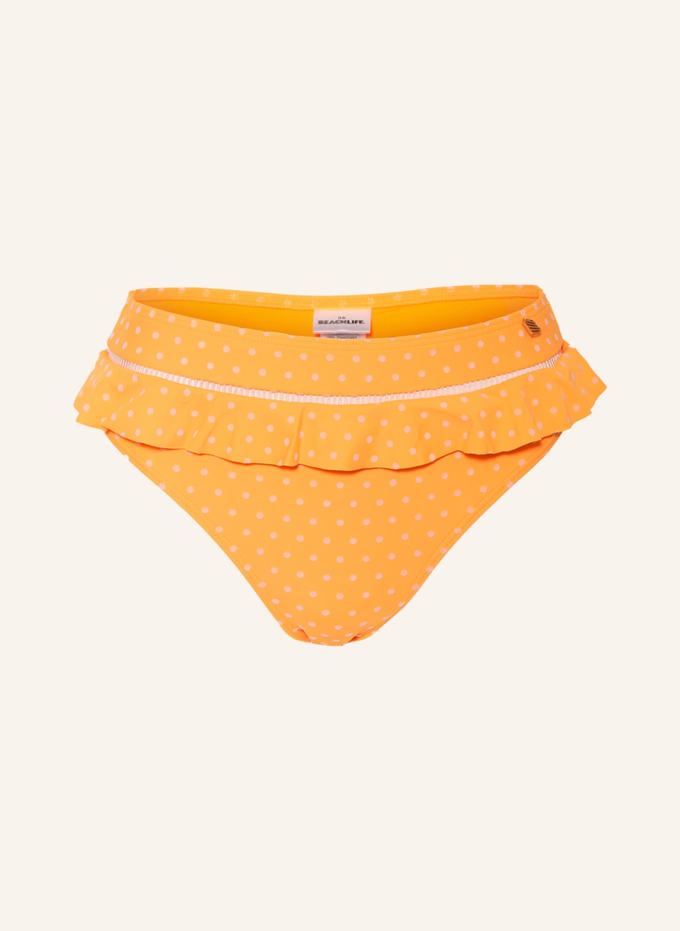 BEACHLIFE High-waist bikini bottoms VELVET DOT, Color: NEON ORANGE (Image 1)