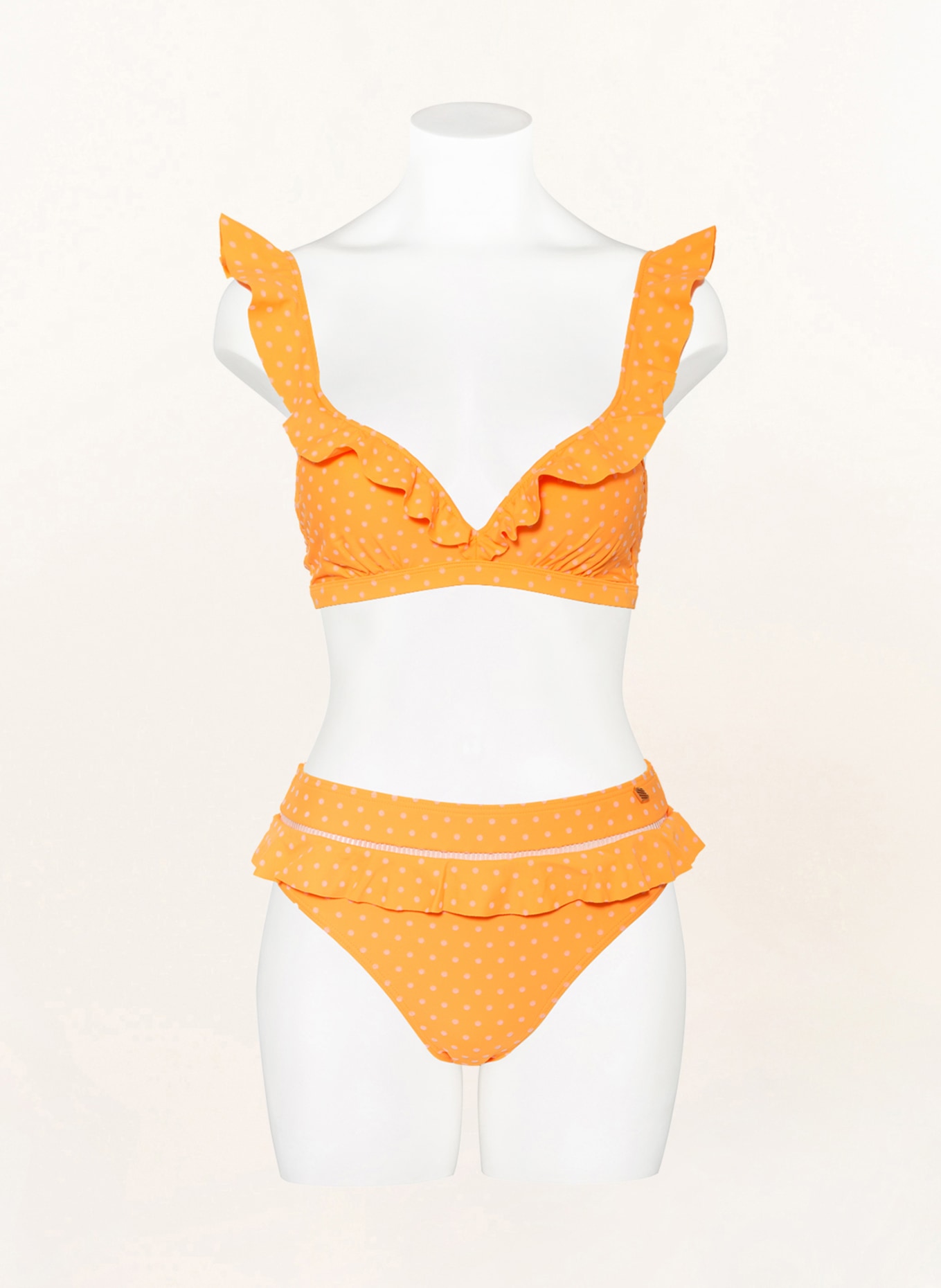 BEACHLIFE High-waist bikini bottoms VELVET DOT, Color: NEON ORANGE (Image 2)