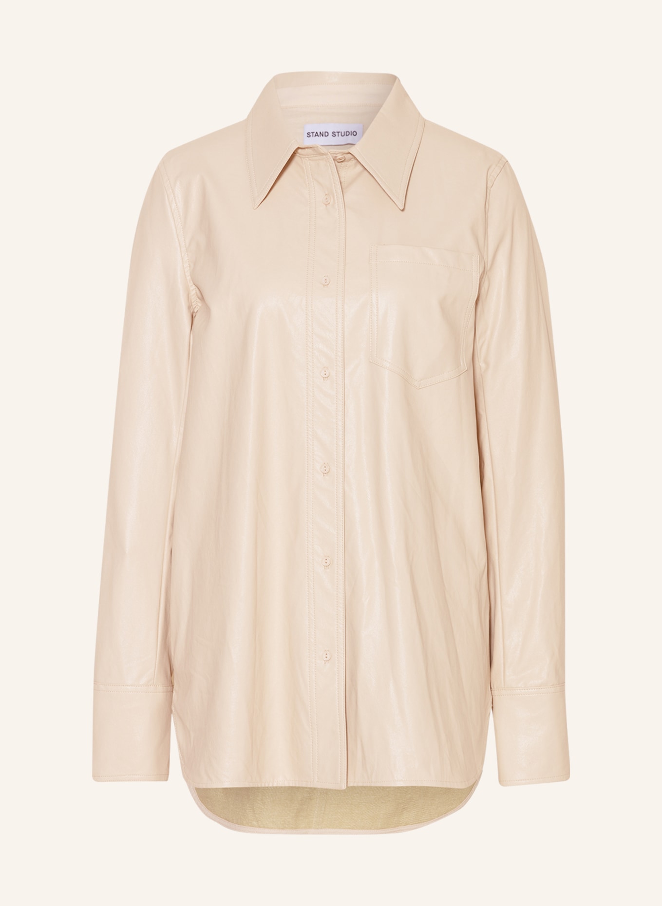 STAND STUDIO Shirt blouse MARITA in leather look, Color: BEIGE (Image 1)