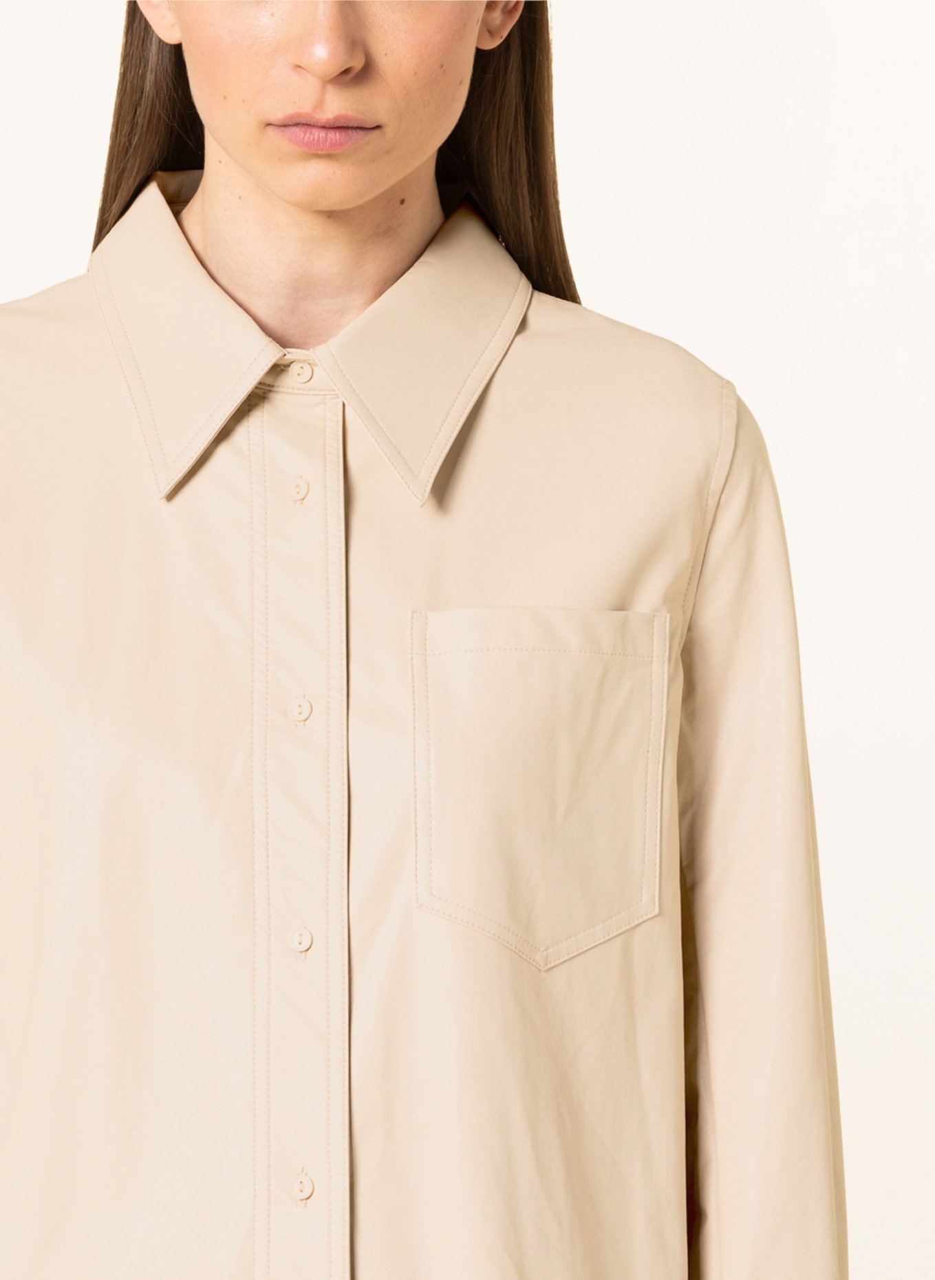 STAND STUDIO Shirt blouse MARITA in leather look, Color: BEIGE (Image 4)