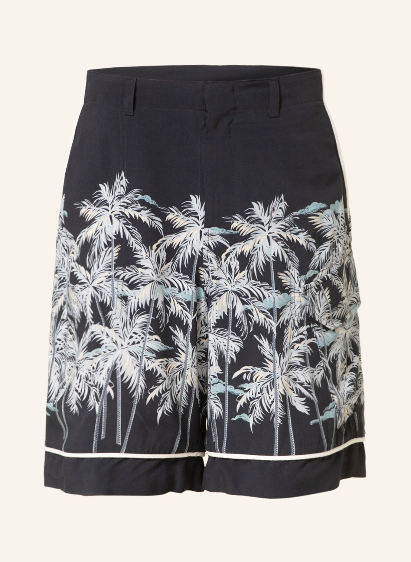 Palm Angels Silk shorts, Color: BLACK/ LIGHT BLUE/ WHITE (Image 1)