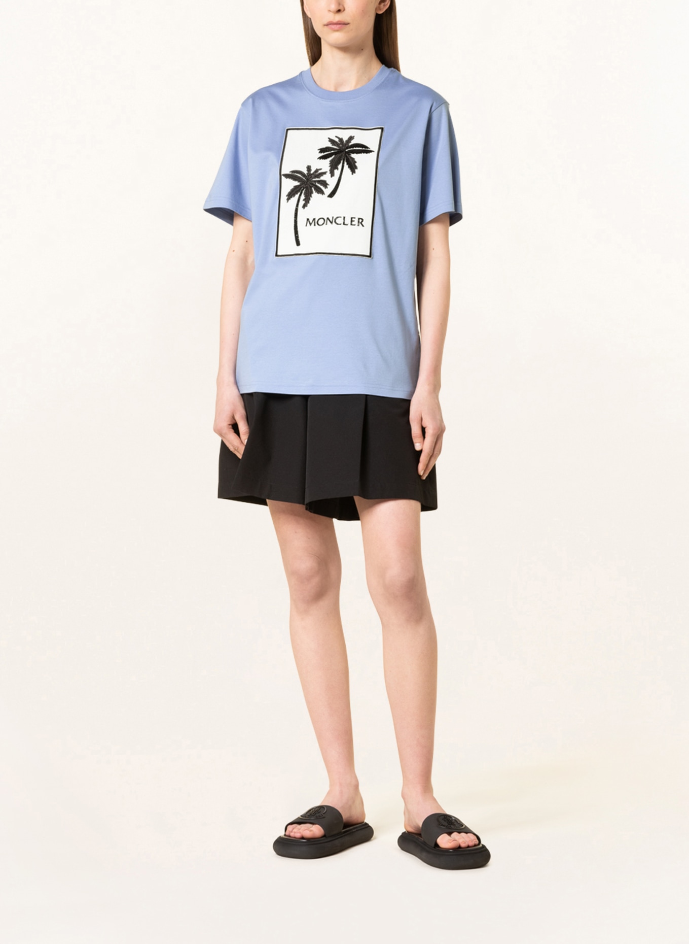 MONCLER T-Shirt mit Schmucksteinen und Stickereien, Farbe: BLAU (Bild 2)