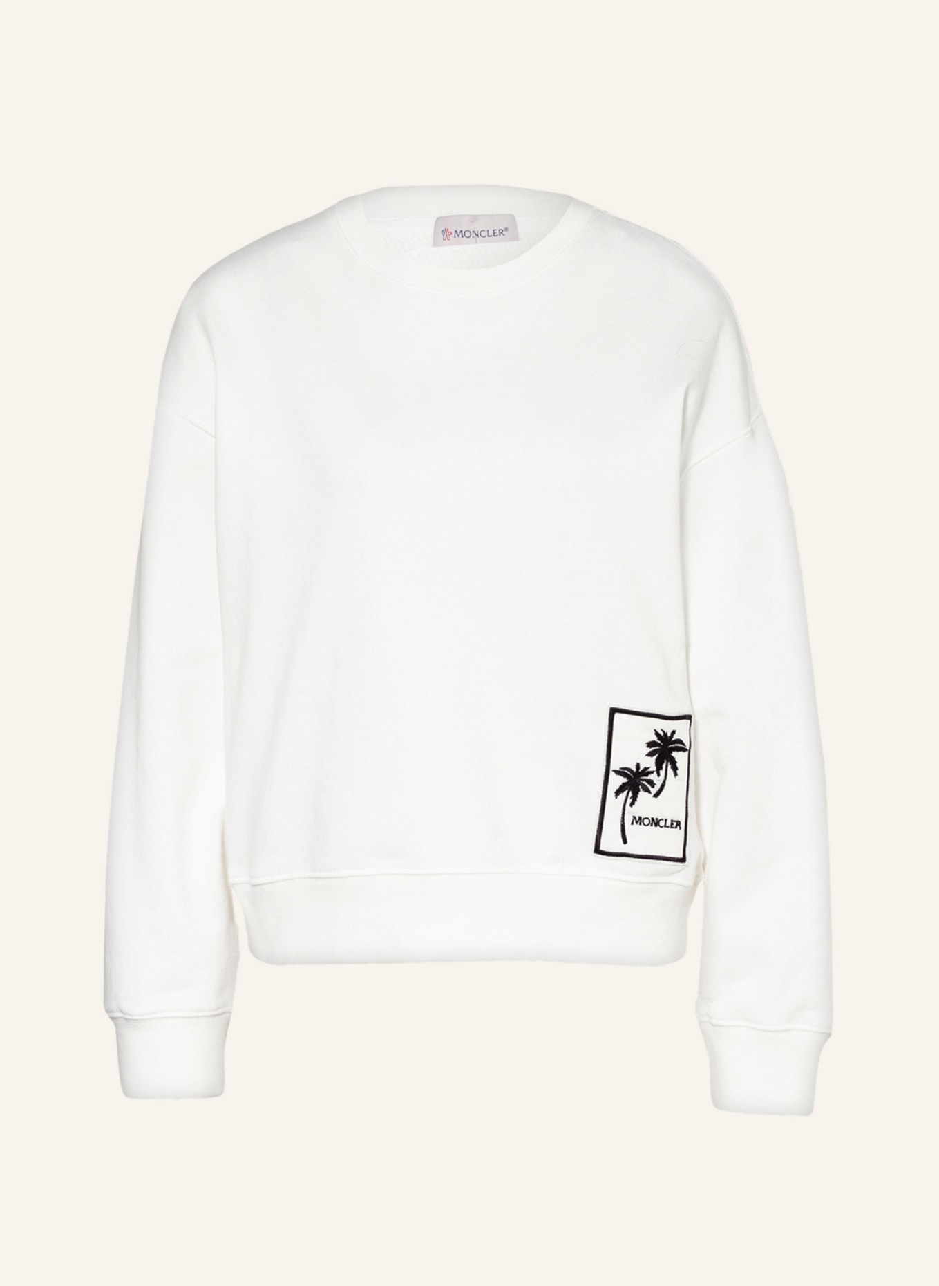 MONCLER Sweatshirt mit Schmucksteinen, Farbe: WEISS/ SCHWARZ (Bild 1)