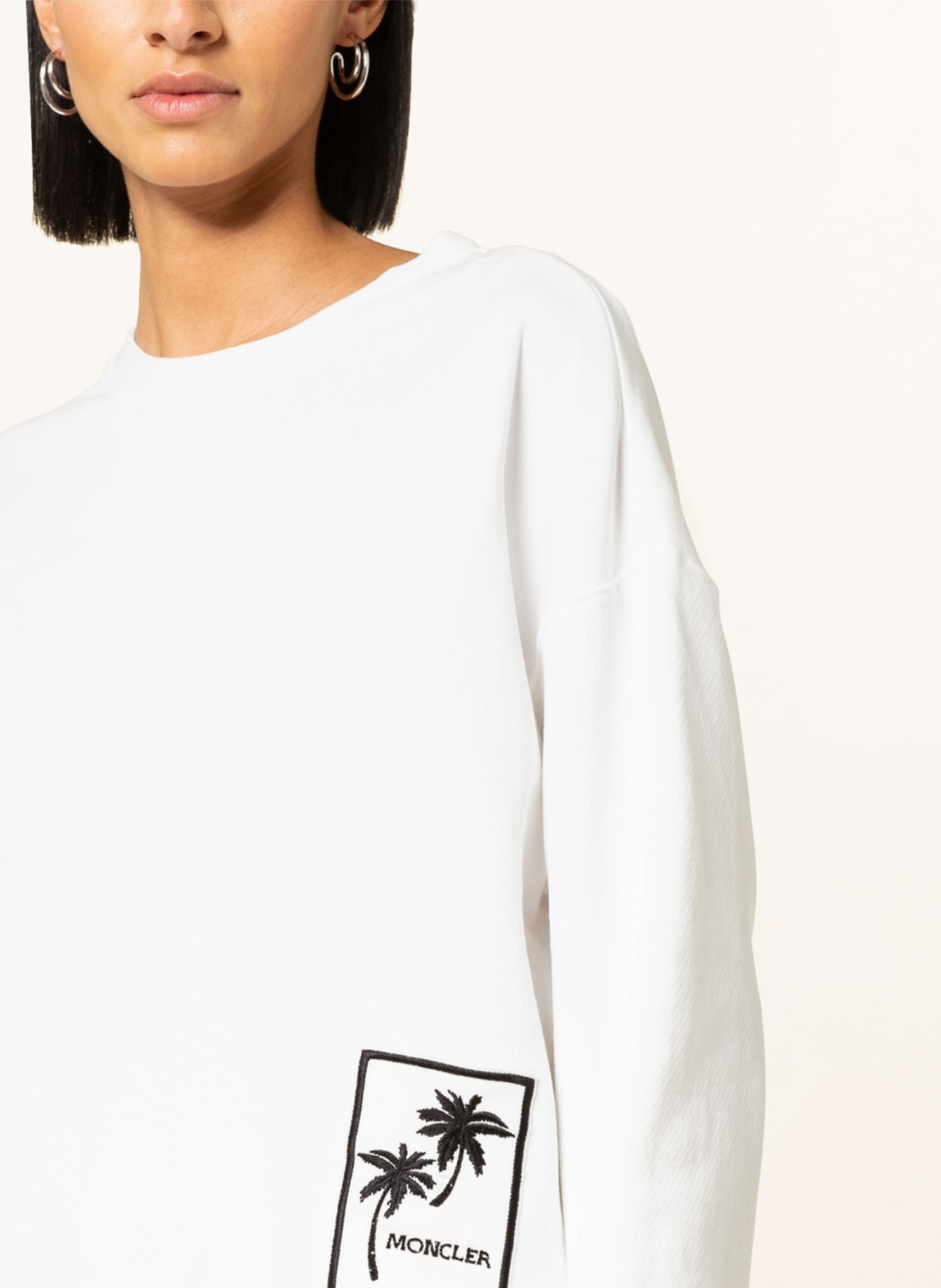MONCLER Sweatshirt mit Schmucksteinen, Farbe: WEISS/ SCHWARZ (Bild 4)