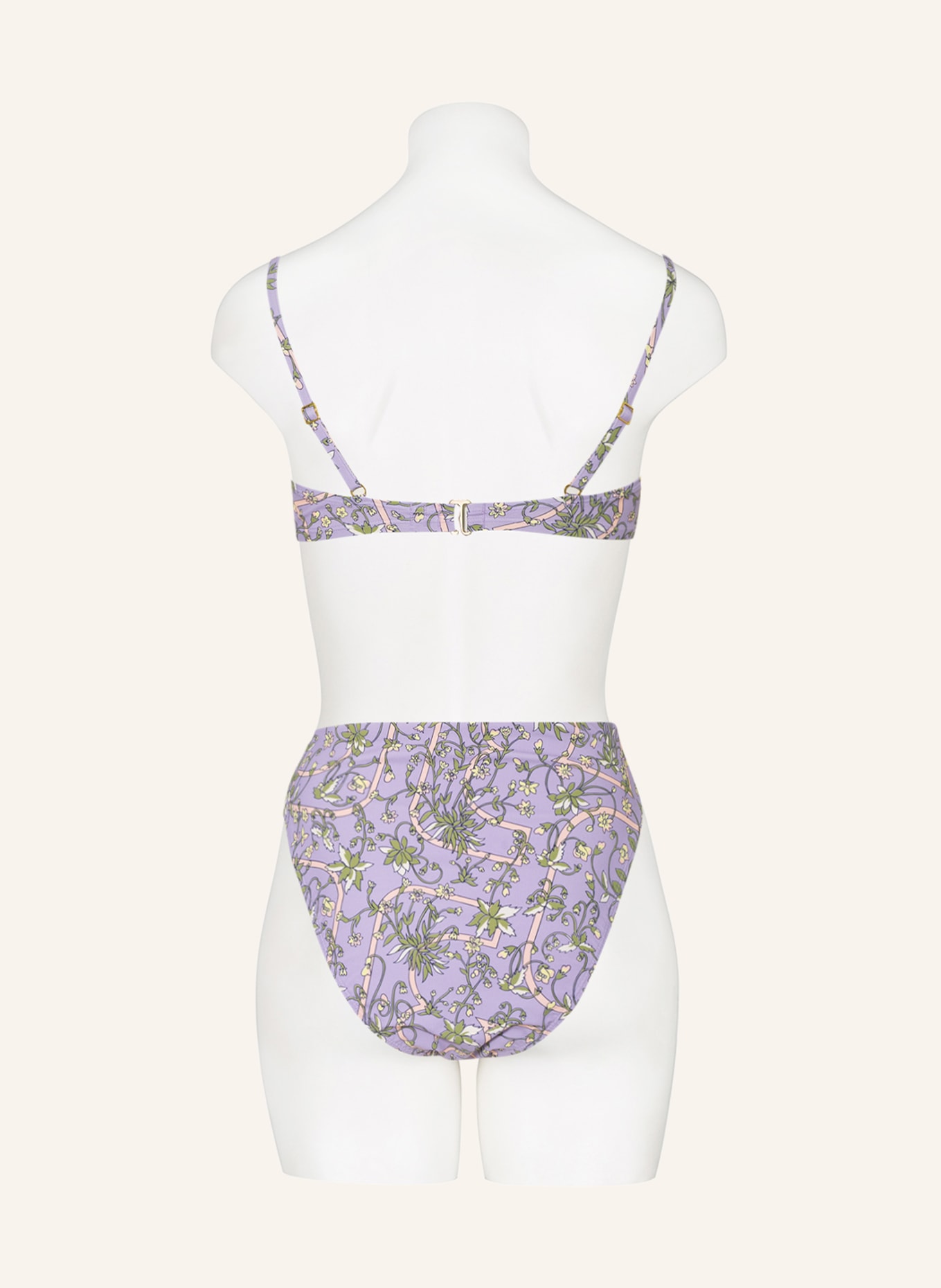 TORY BURCH High-Waist-Bikini-Hose GARDEN MEDALLION, Farbe: HELLLILA/ OLIV/ NUDE (Bild 3)