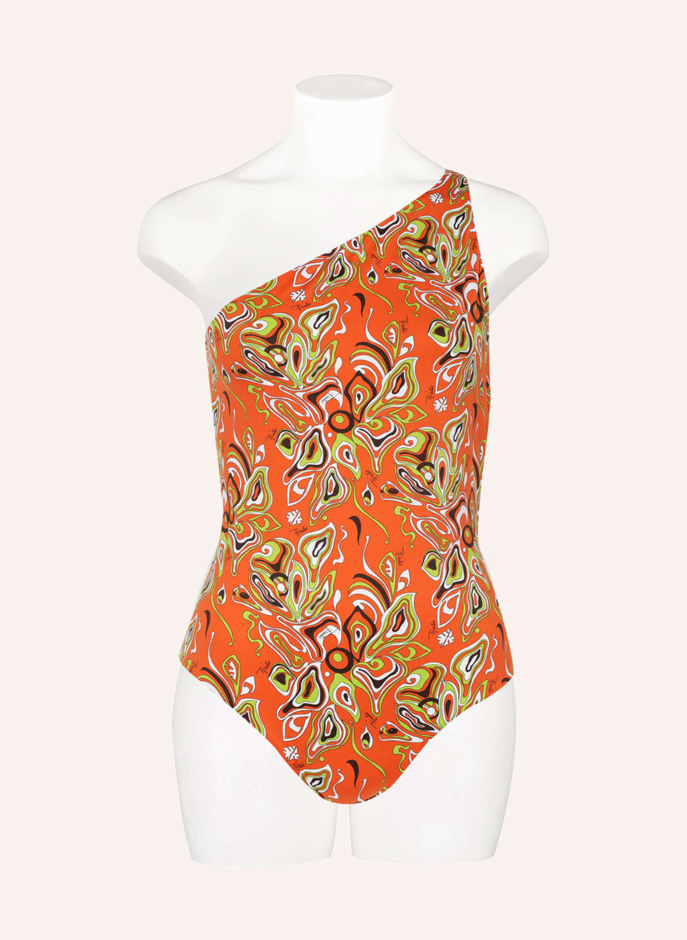 PUCCI One-shoulder swimsuit, Color: ORANGE/ LIGHT GREEN/ WHITE (Image 2)