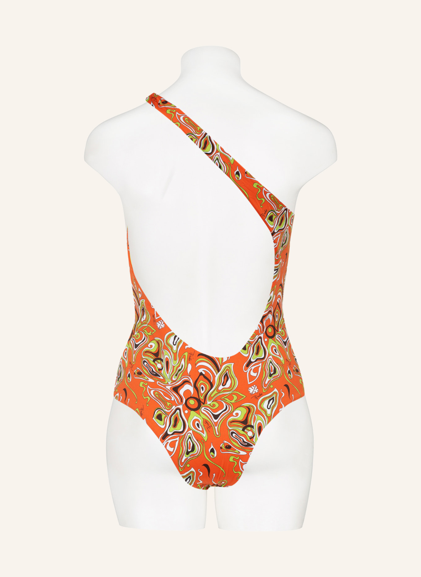 PUCCI One-shoulder swimsuit, Color: ORANGE/ LIGHT GREEN/ WHITE (Image 3)