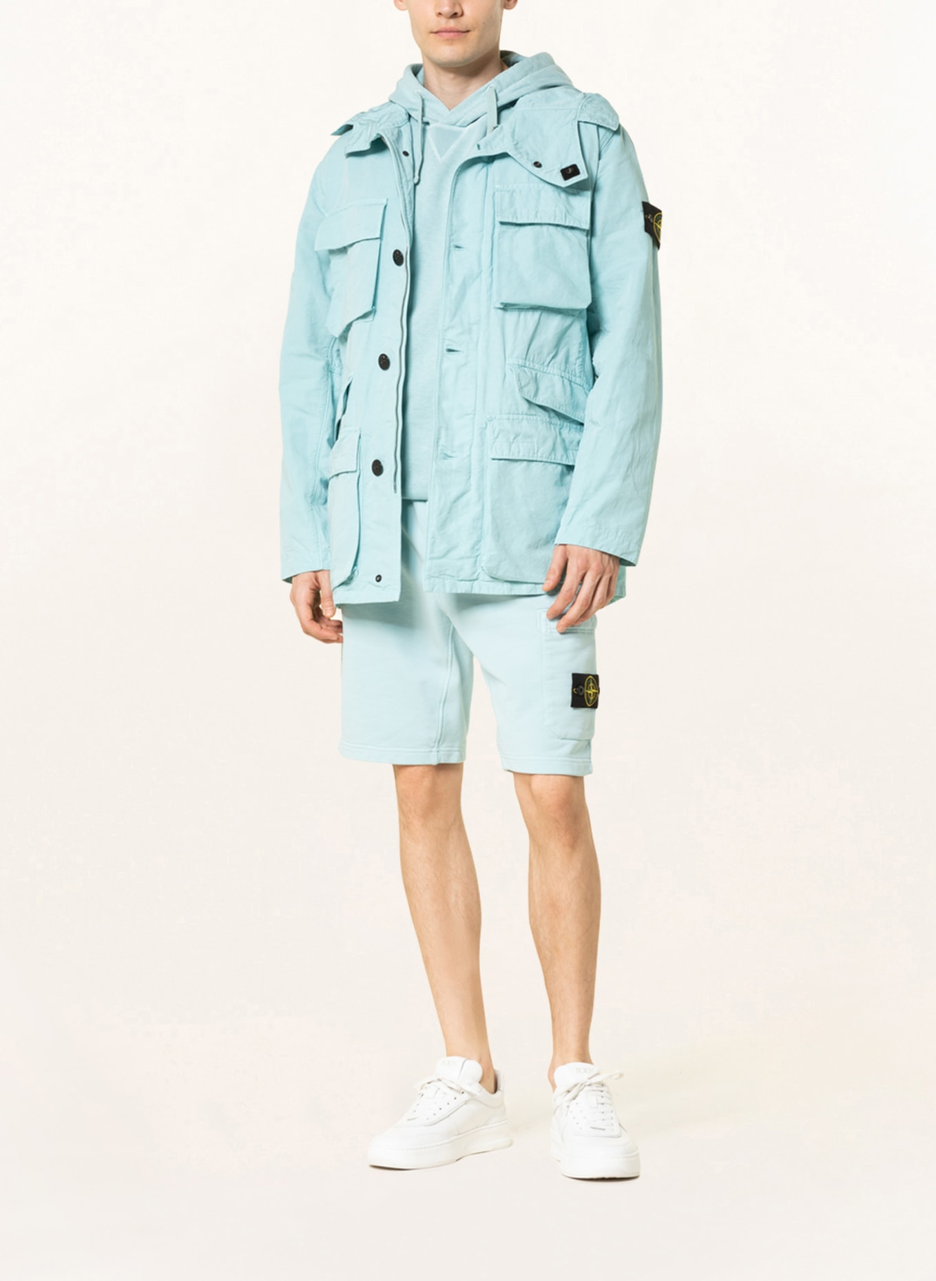 STONE ISLAND Field jacket with linen, Color: LIGHT BLUE (Image 2)