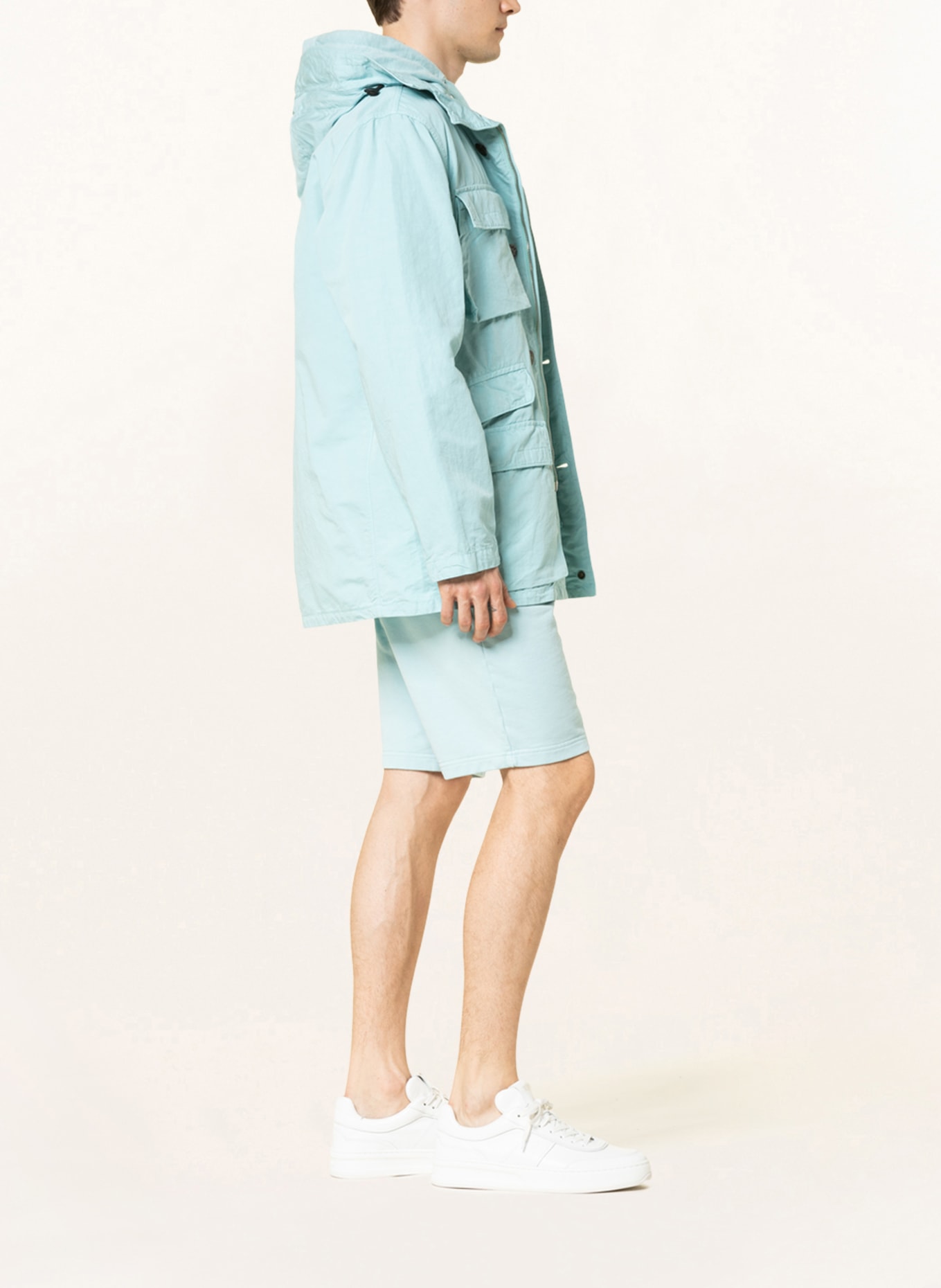 STONE ISLAND Field jacket with linen, Color: LIGHT BLUE (Image 4)
