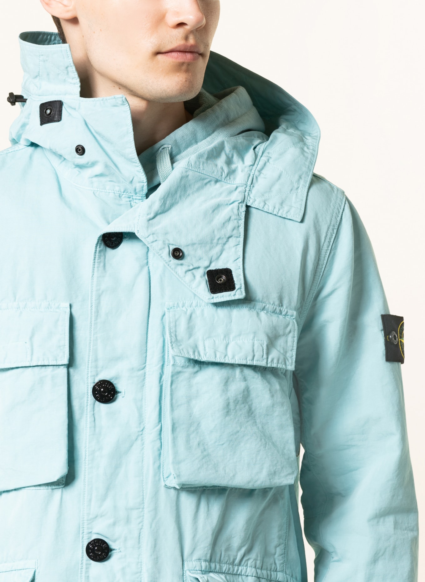 STONE ISLAND Field jacket with linen, Color: LIGHT BLUE (Image 5)