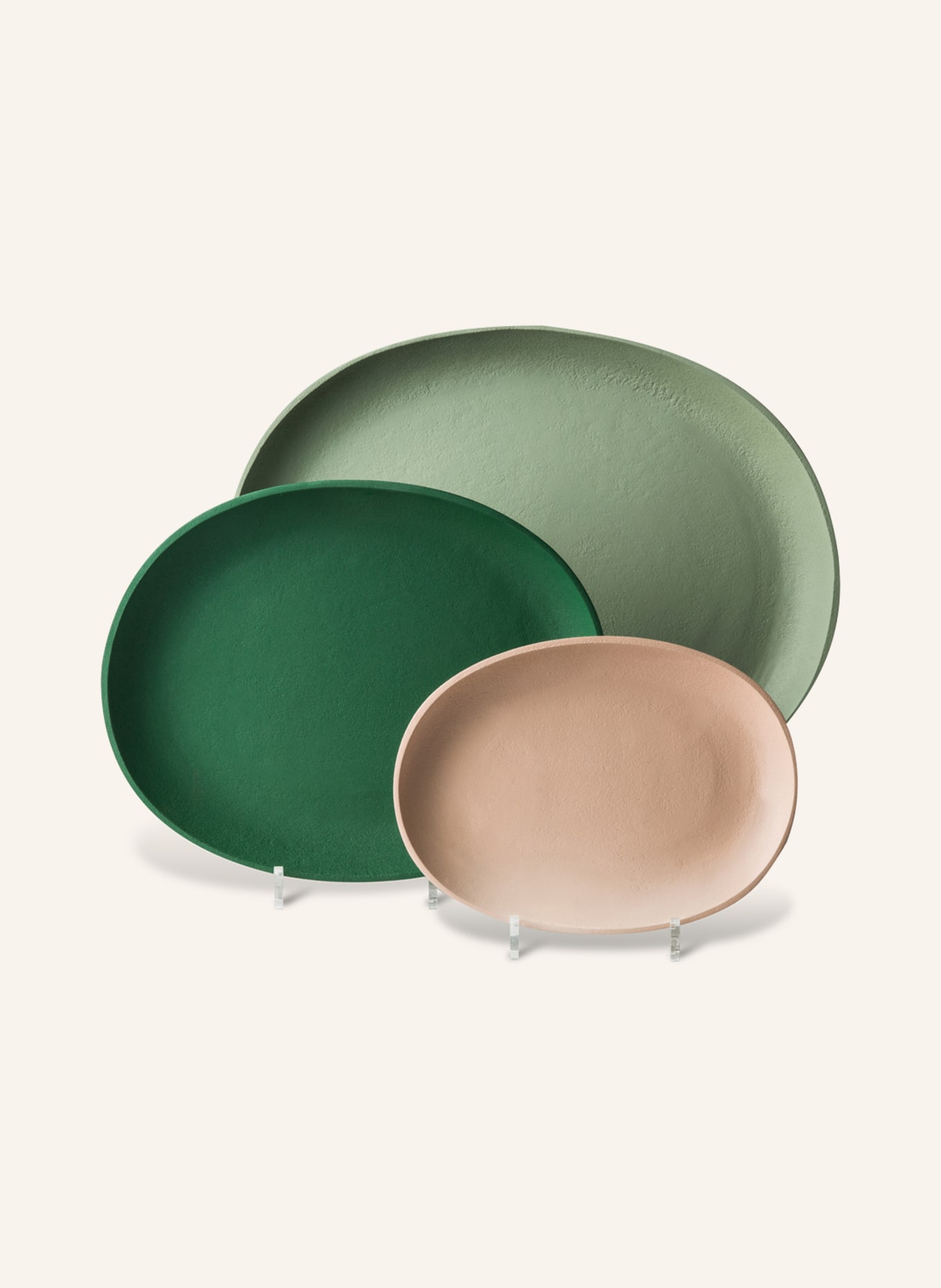 POLSPOTTEN 3er-Set Tabletts GREEK: GRÜN / HELLGRÜN / ROSÉ