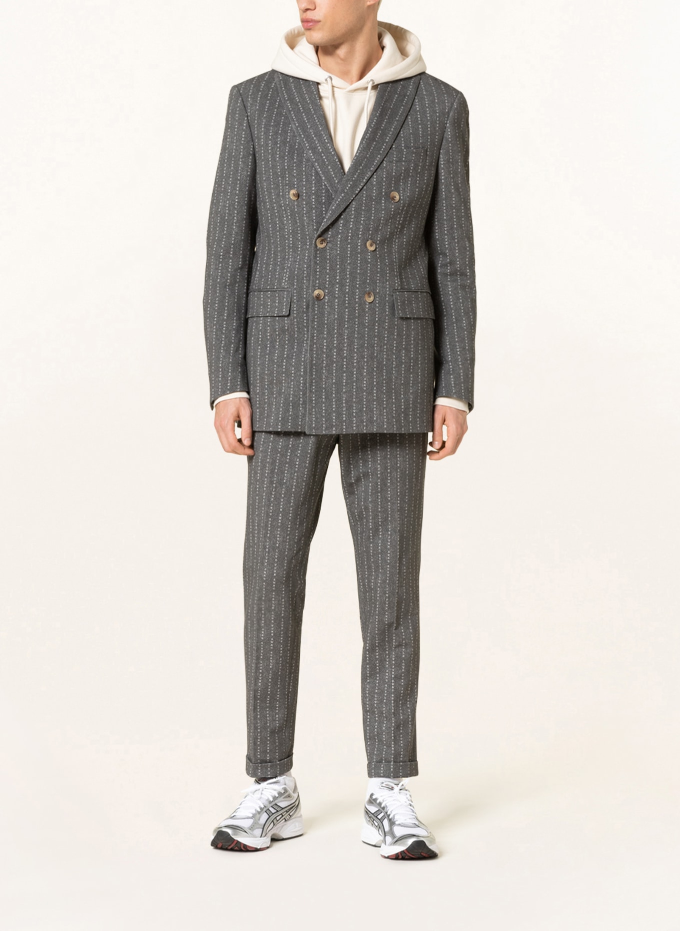 SPSR Oblekové sako Extra Slim Fit , Barva: PJ00001 Mid Grey- White Stripe (Obrázek 2)