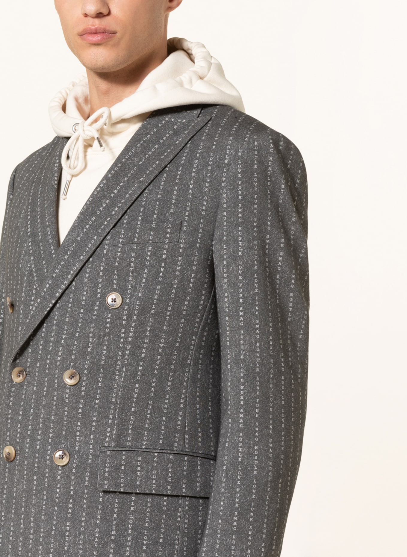 SPSR Oblekové sako Extra Slim Fit , Barva: PJ00001 Mid Grey- White Stripe (Obrázek 5)