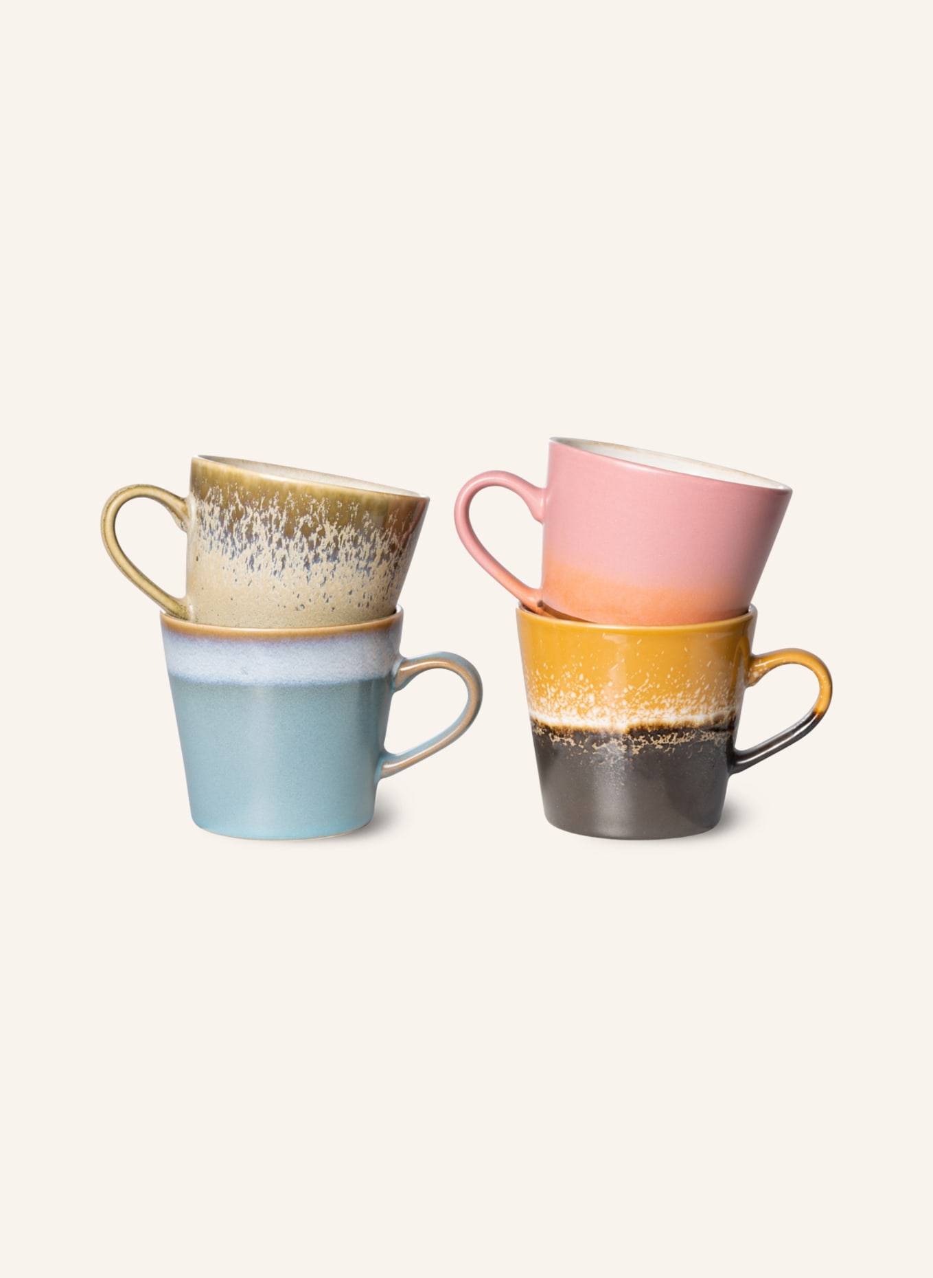 HK living Set of 4 mugs, Color: BLUE/ PINK/ BROWN (Image 1)