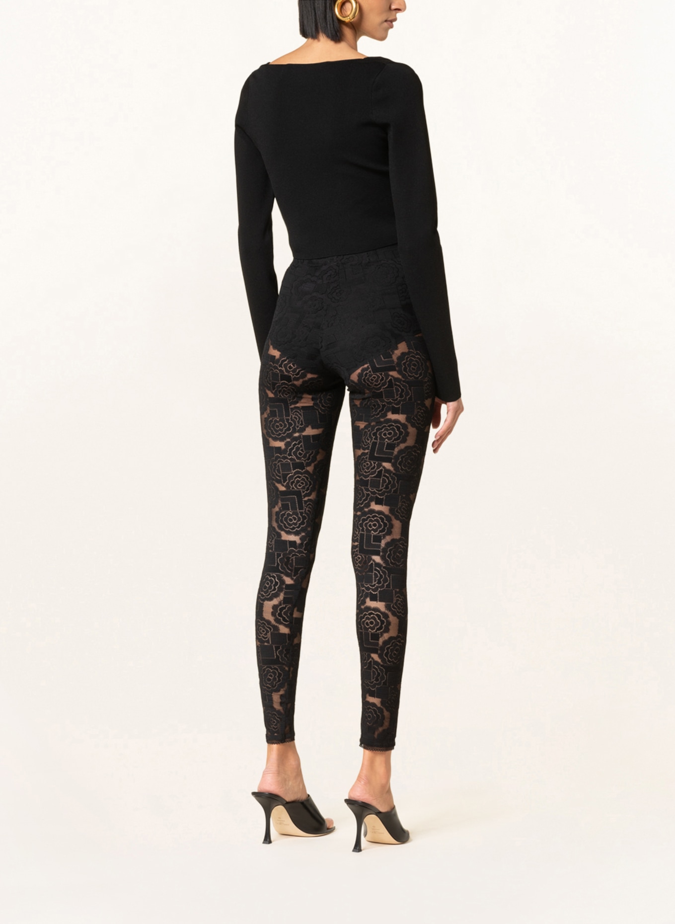 ERES Lounge leggings GLAM made of lace, Color: BLACK (Image 3)