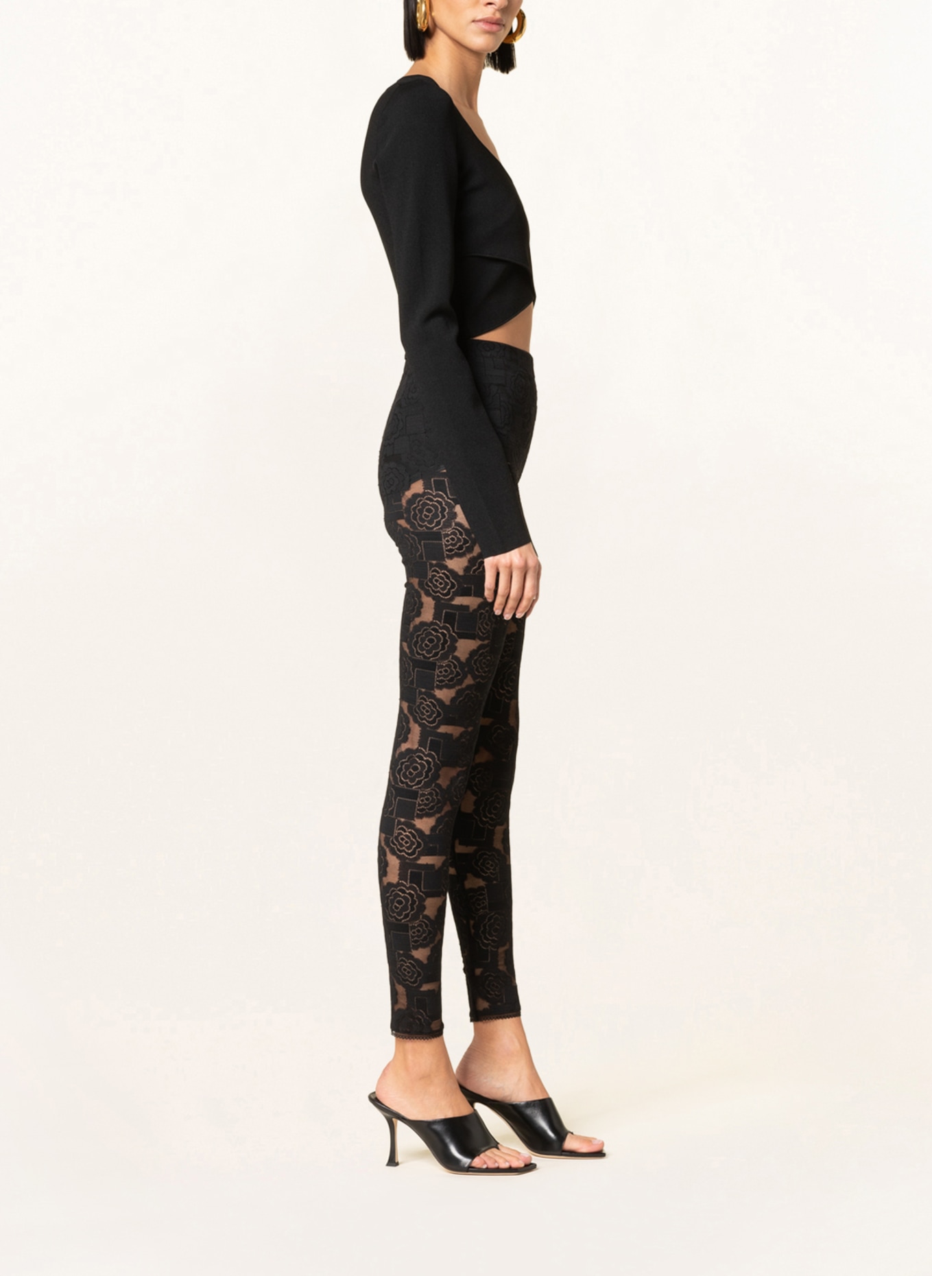 ERES Lounge leggings GLAM made of lace, Color: BLACK (Image 4)