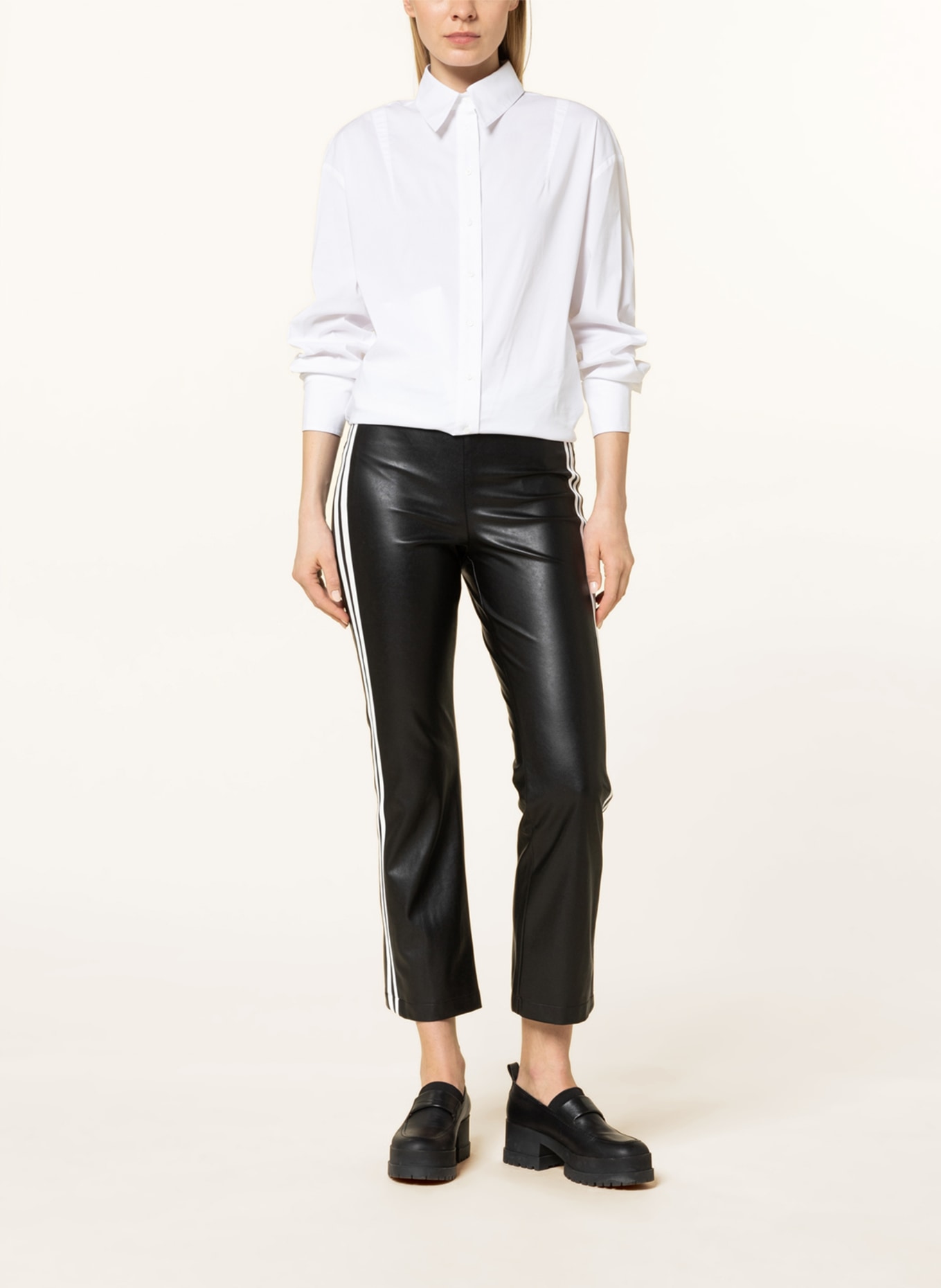 Leather hotsell stripe pants