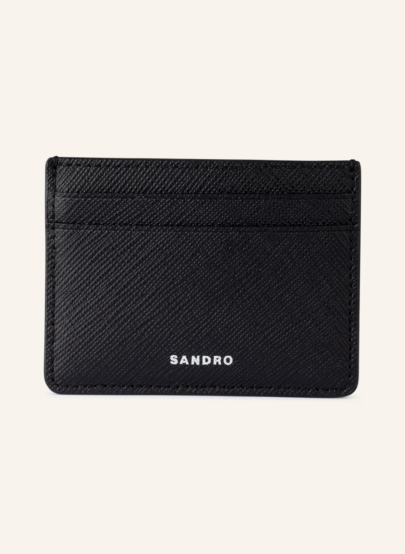 SANDRO Etui na karty ze skóry saffiano : CZARNY