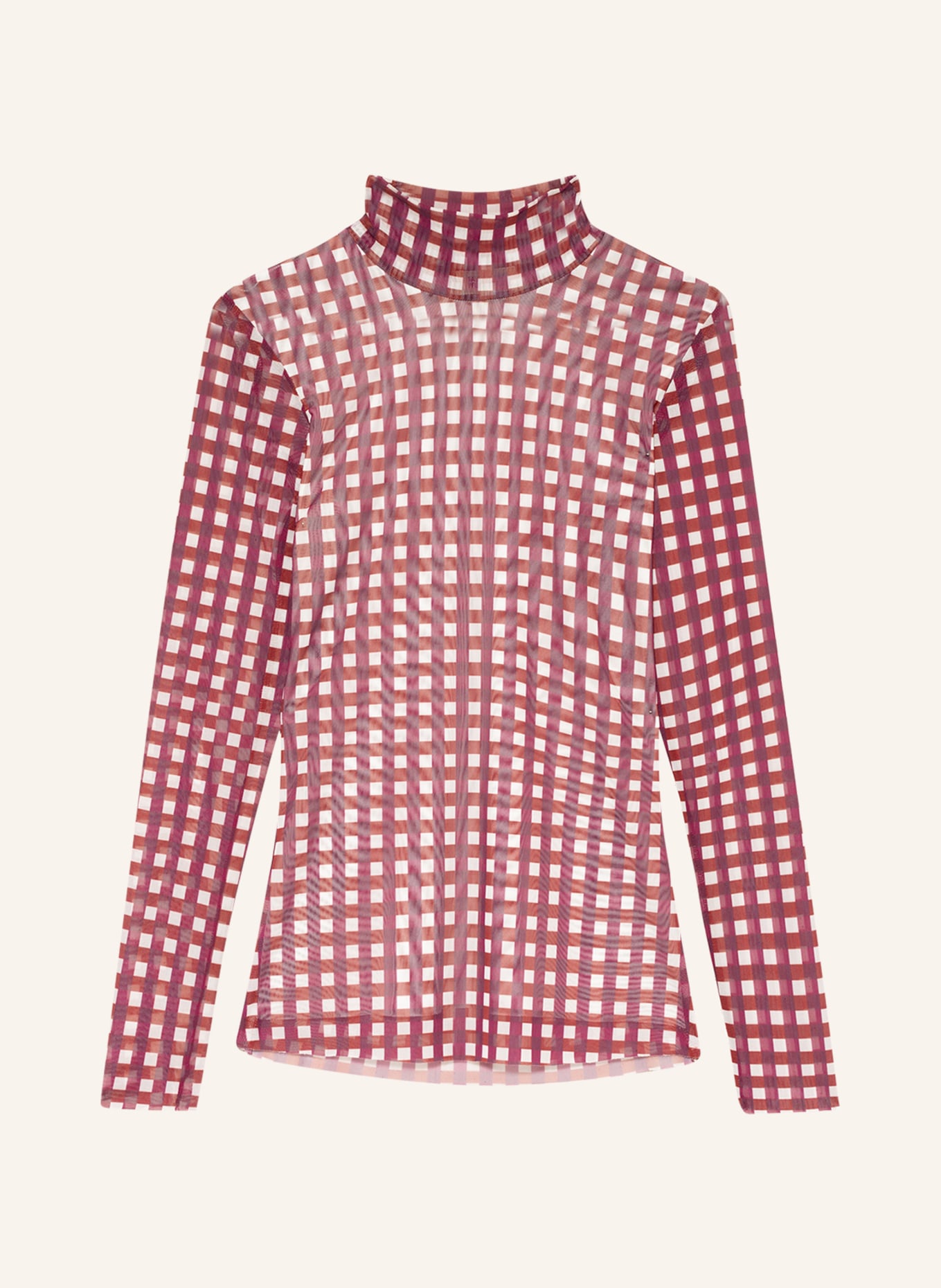 BAUM UND PFERDGARTEN Long sleeve shirt JODI in mesh, Color: DARK RED/ FUCHSIA/ WHITE (Image 1)