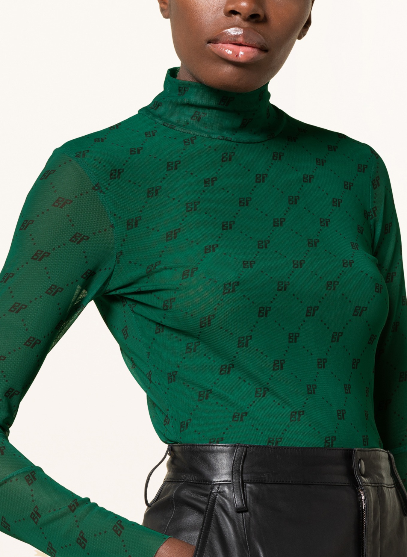 BAUM UND PFERDGARTEN Long sleeve shirt JODI in mesh, Color: GREEN (Image 4)